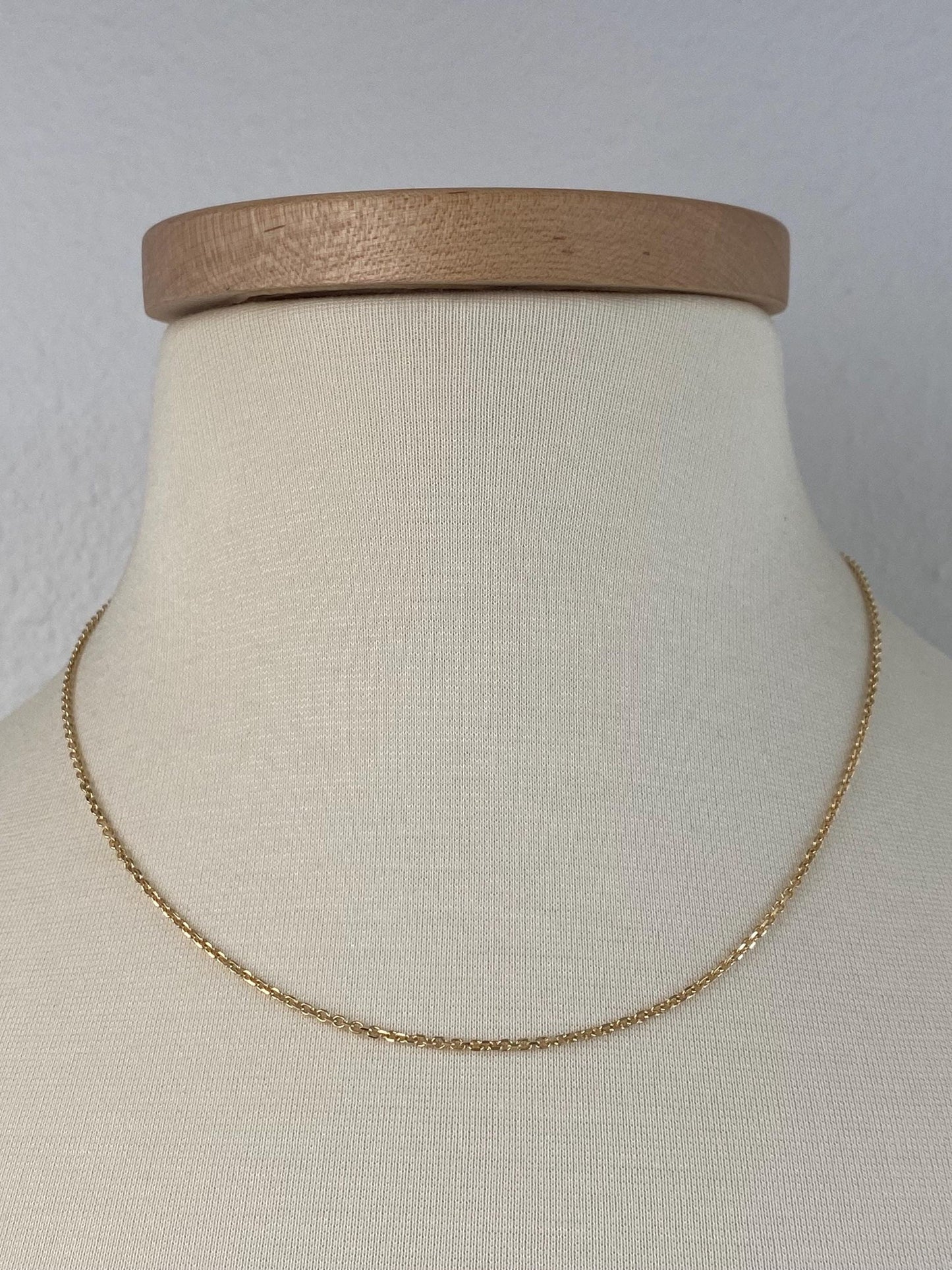 Vintage Solid 14k Yellow Gold Biker Rolo Chain Necklace - 18.25 inches