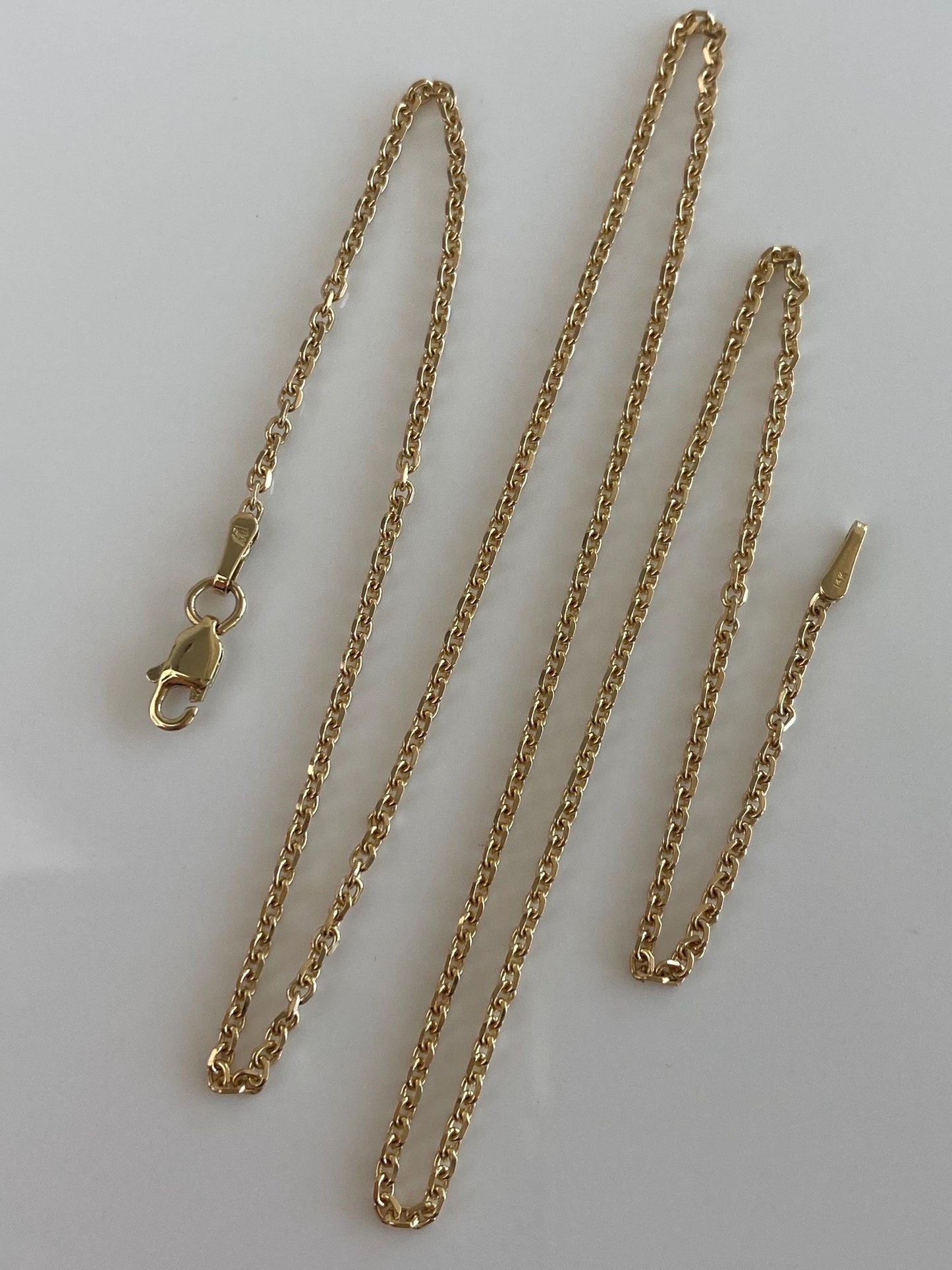 Vintage Solid 14k Yellow Gold Biker Rolo Chain Necklace - 18.25 inches