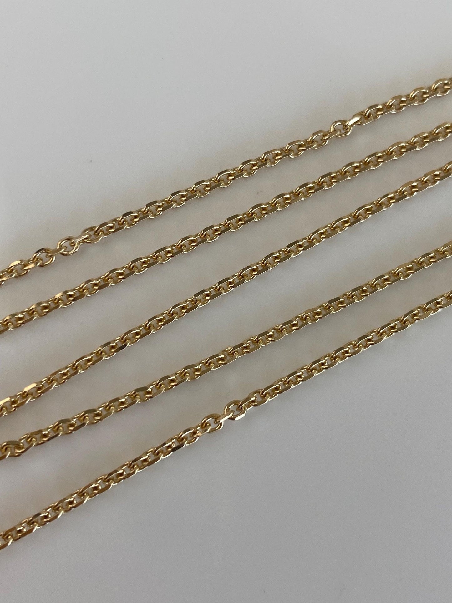 Vintage Solid 14k Yellow Gold Biker Rolo Chain Necklace - 18.25 inches