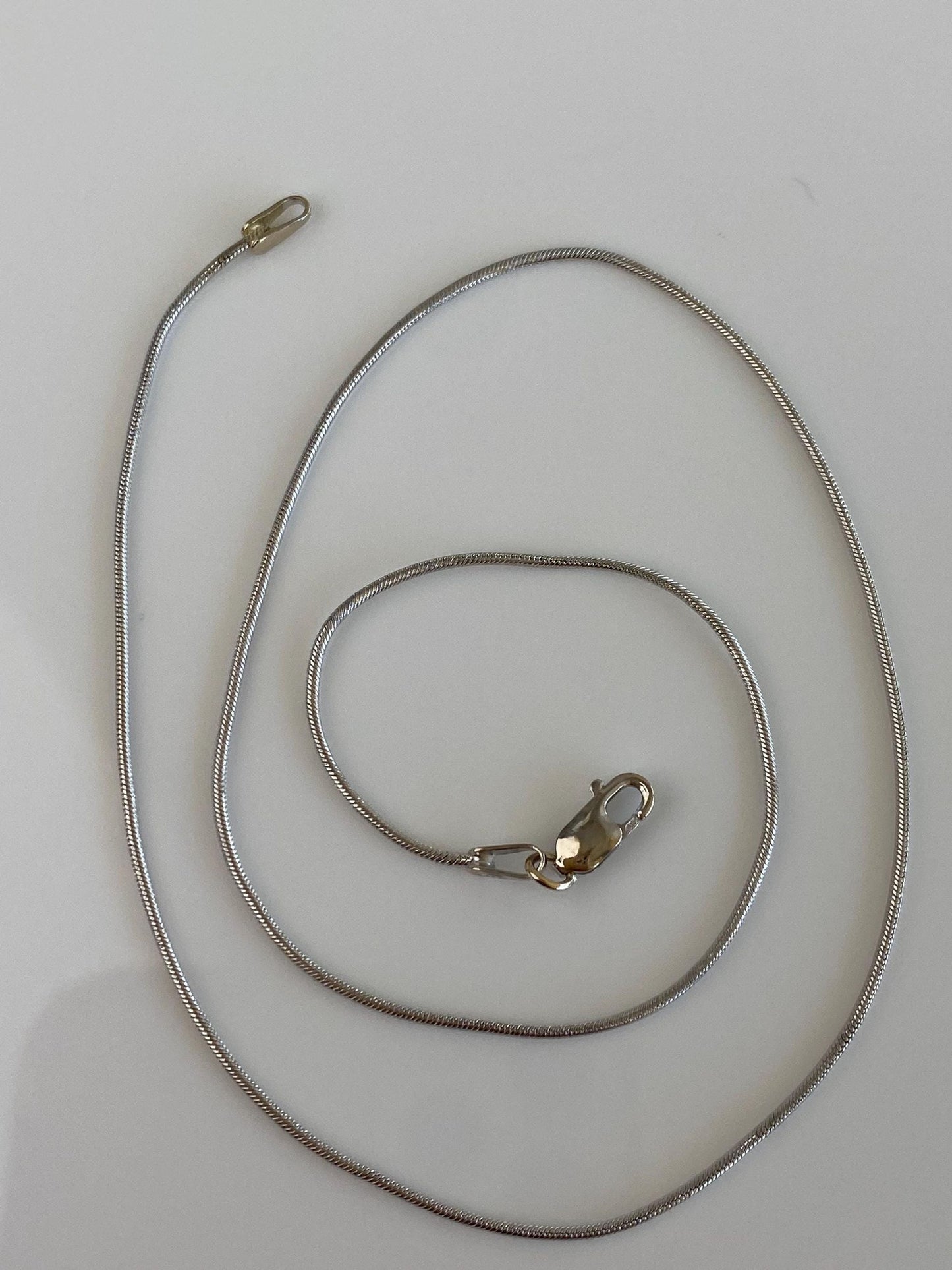 Vintage Solid 14k White Gold Snake Chain Necklace - 13.75 inches