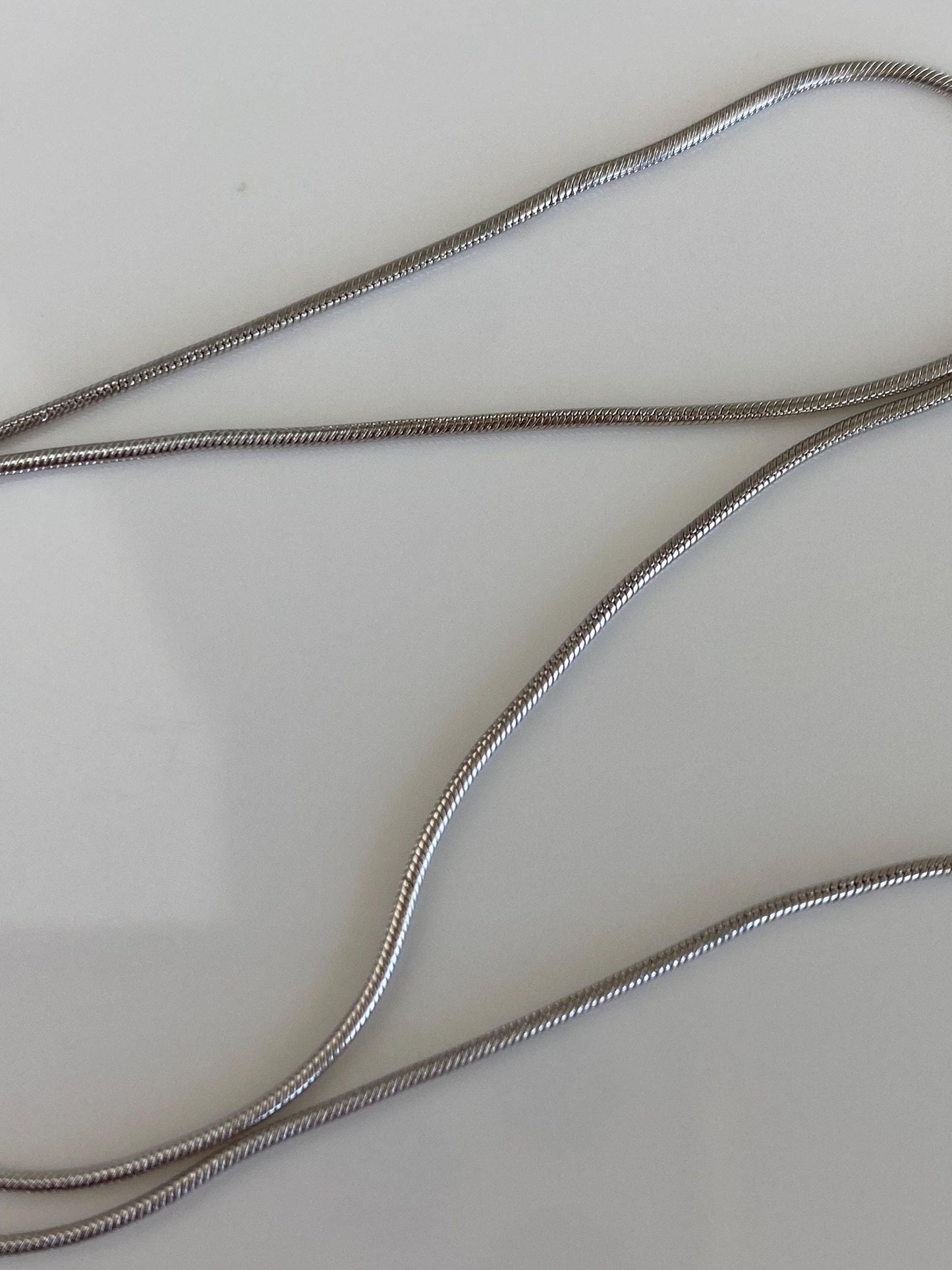 Vintage Solid 14k White Gold Snake Chain Necklace - 13.75 inches