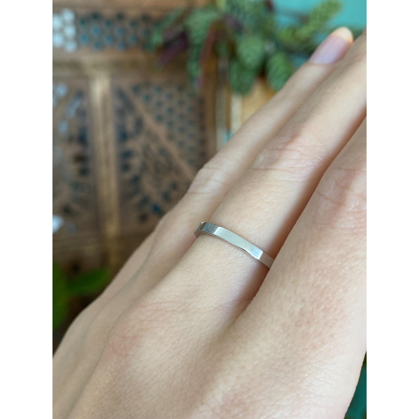 Solid Platinum Ring Band - Size 7.75