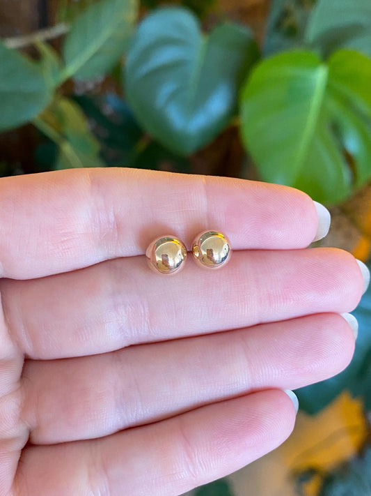 Vintage 14k Yellow Gold Large Ball Stud Earrings