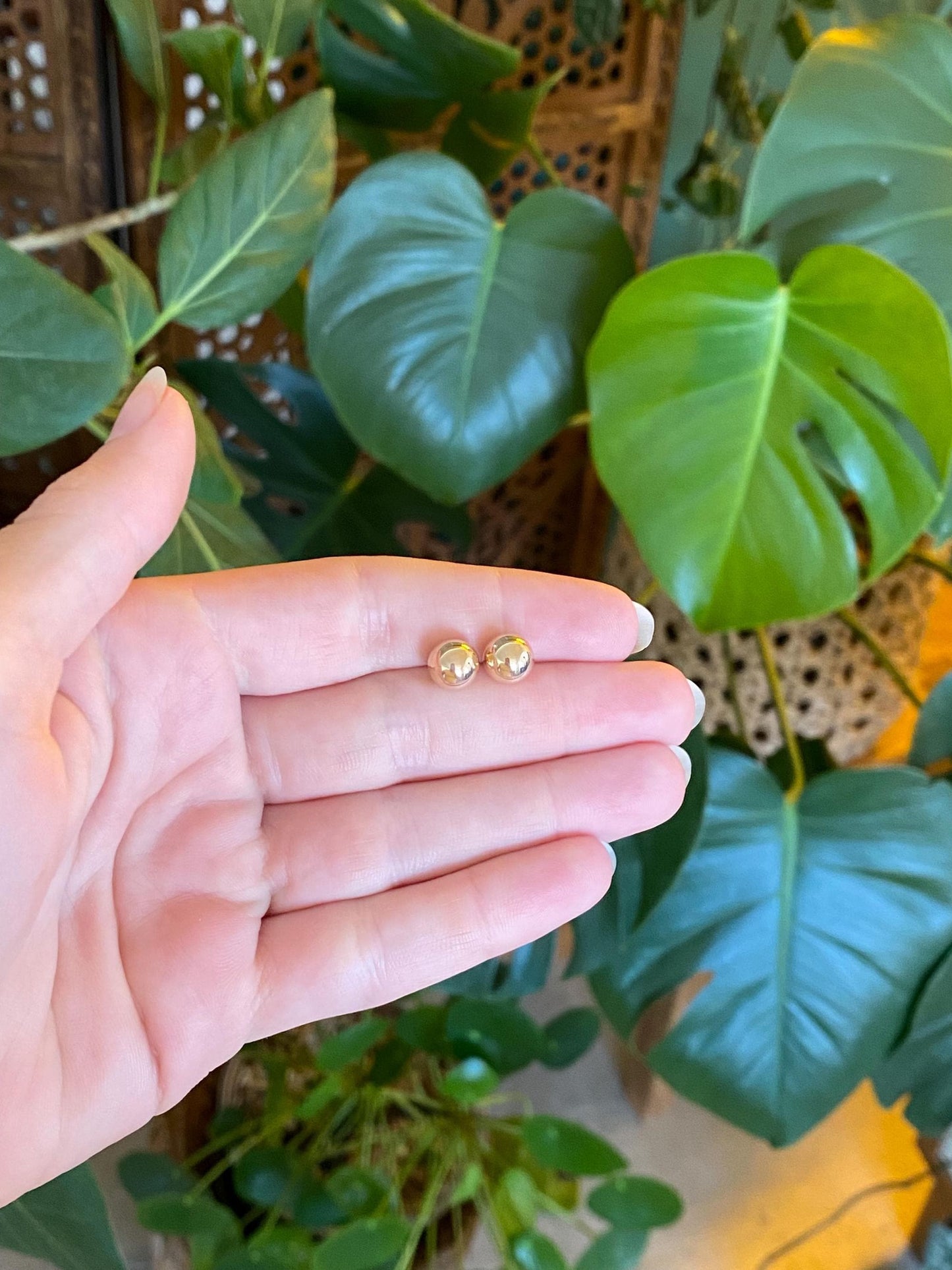 Vintage 14k Yellow Gold Large Ball Stud Earrings