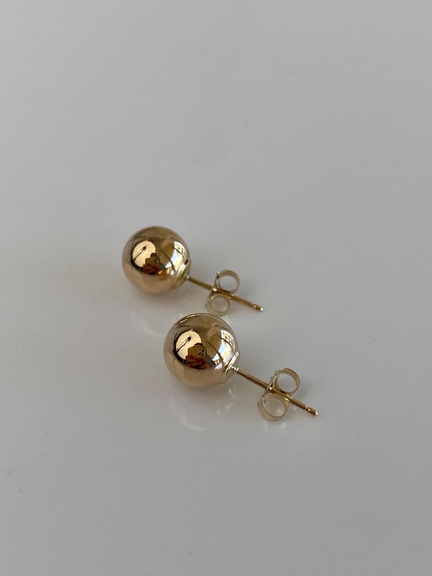 Vintage 14k Yellow Gold Large Ball Stud Earrings