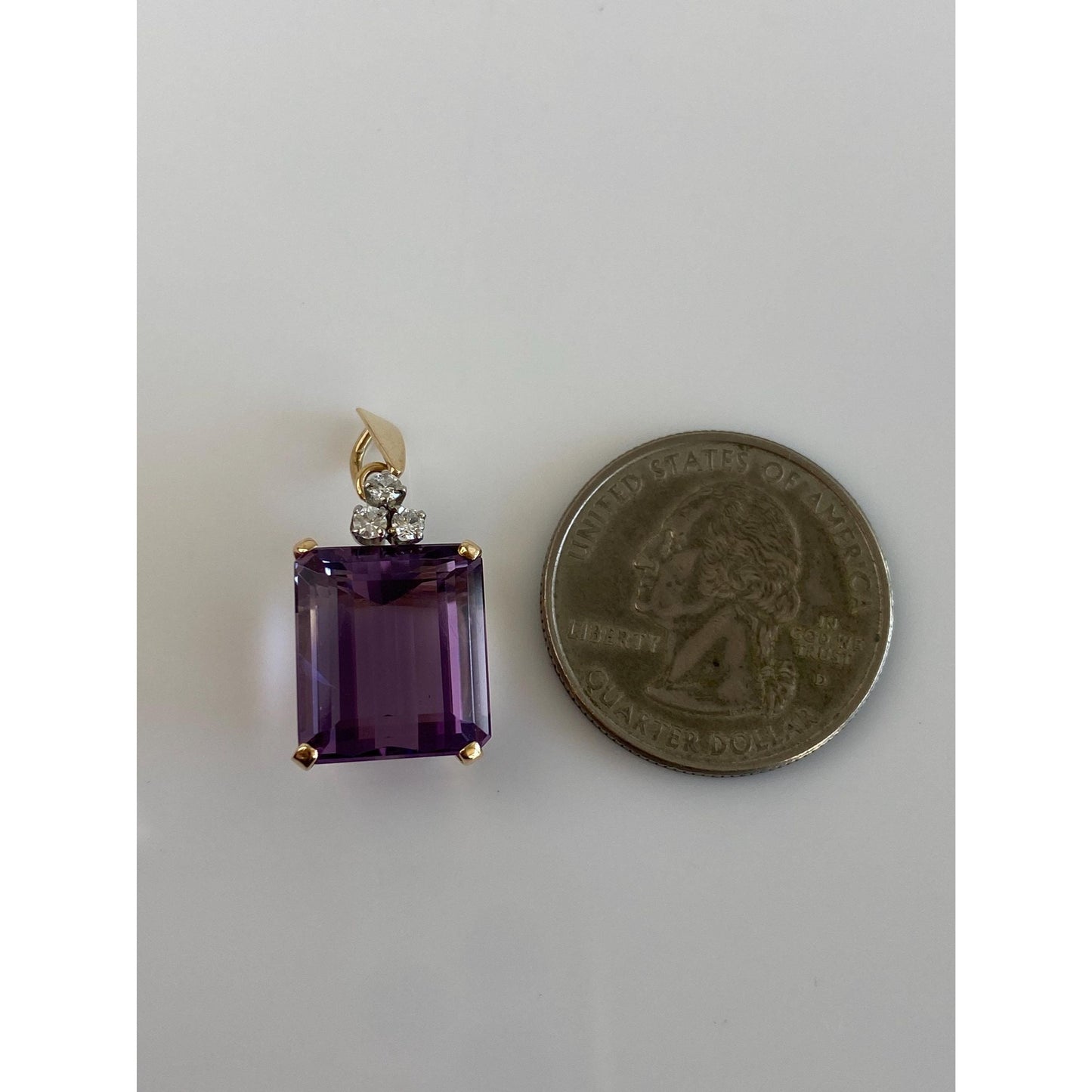 Vintage Solid 14k Yellow Gold Diamond Amethyst Charm