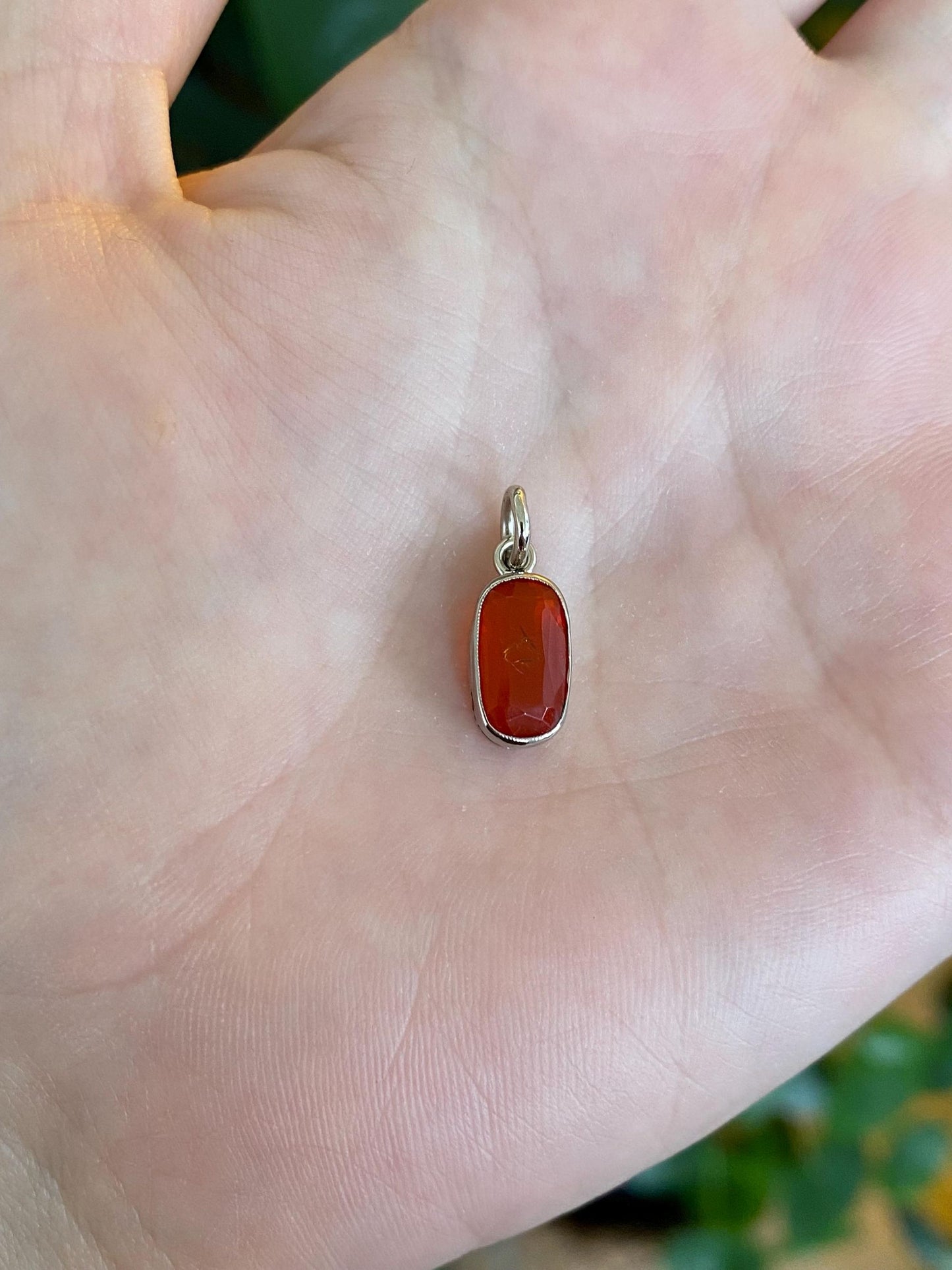 Vintage Solid 14k White Gold Orange Cubic Zirconia Charm