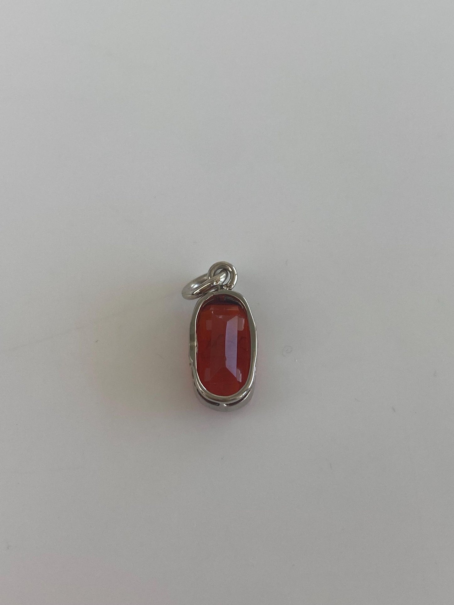 Vintage Solid 14k White Gold Orange Cubic Zirconia Charm