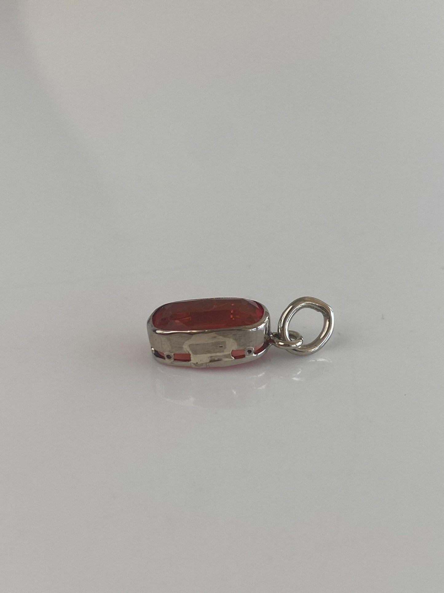 Vintage Solid 14k White Gold Orange Cubic Zirconia Charm