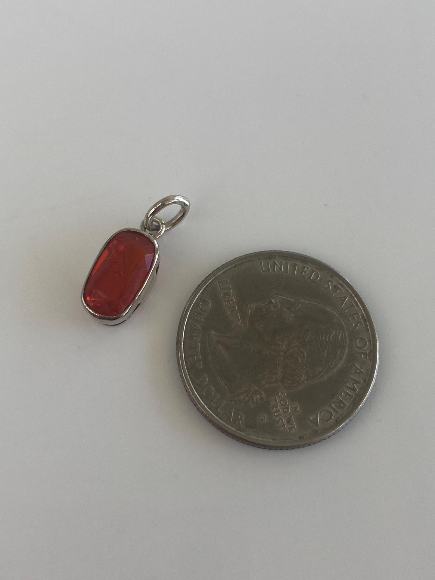 Vintage Solid 14k White Gold Orange Cubic Zirconia Charm