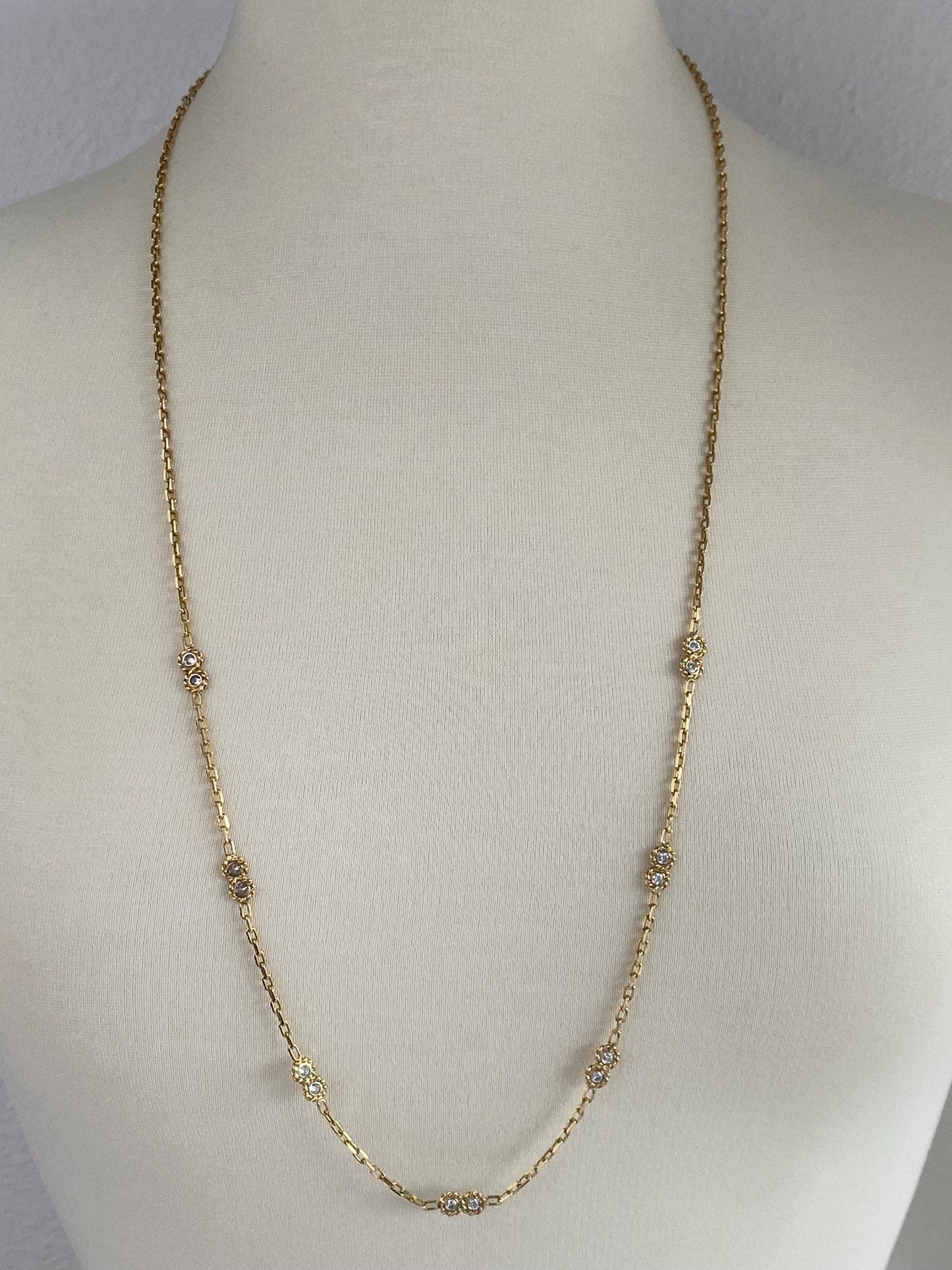 Vintage Solid 18k Yellow Gold Diamond Twist Link Biker Link Chain Necklace - 33.75 inches