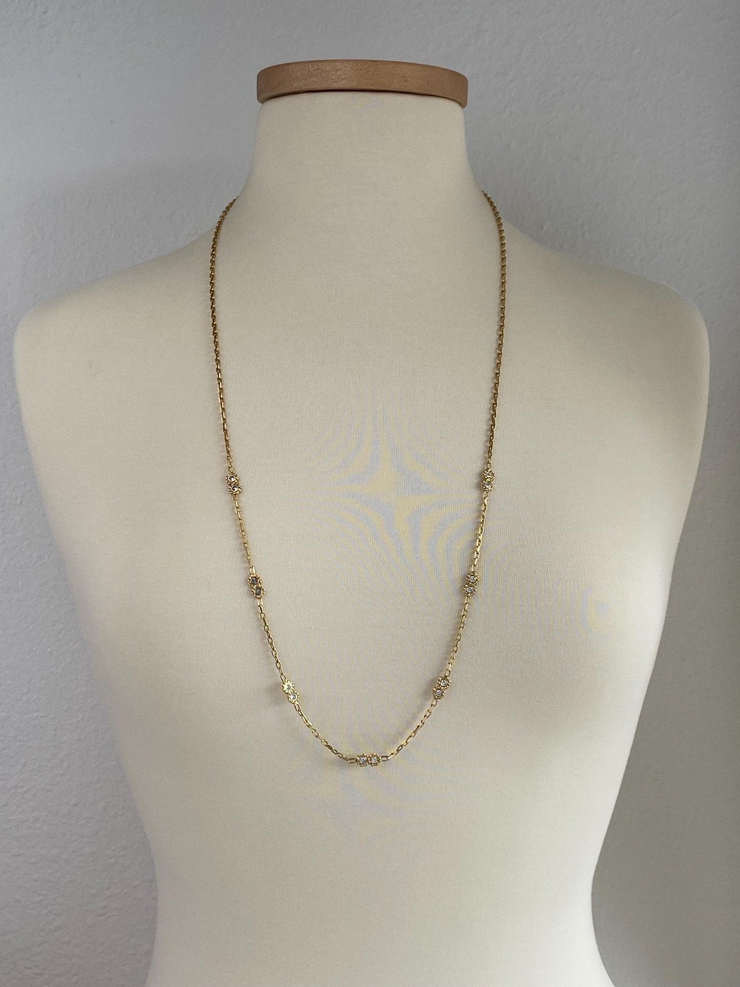 Vintage Solid 18k Yellow Gold Diamond Twist Link Biker Link Chain Necklace - 33.75 inches