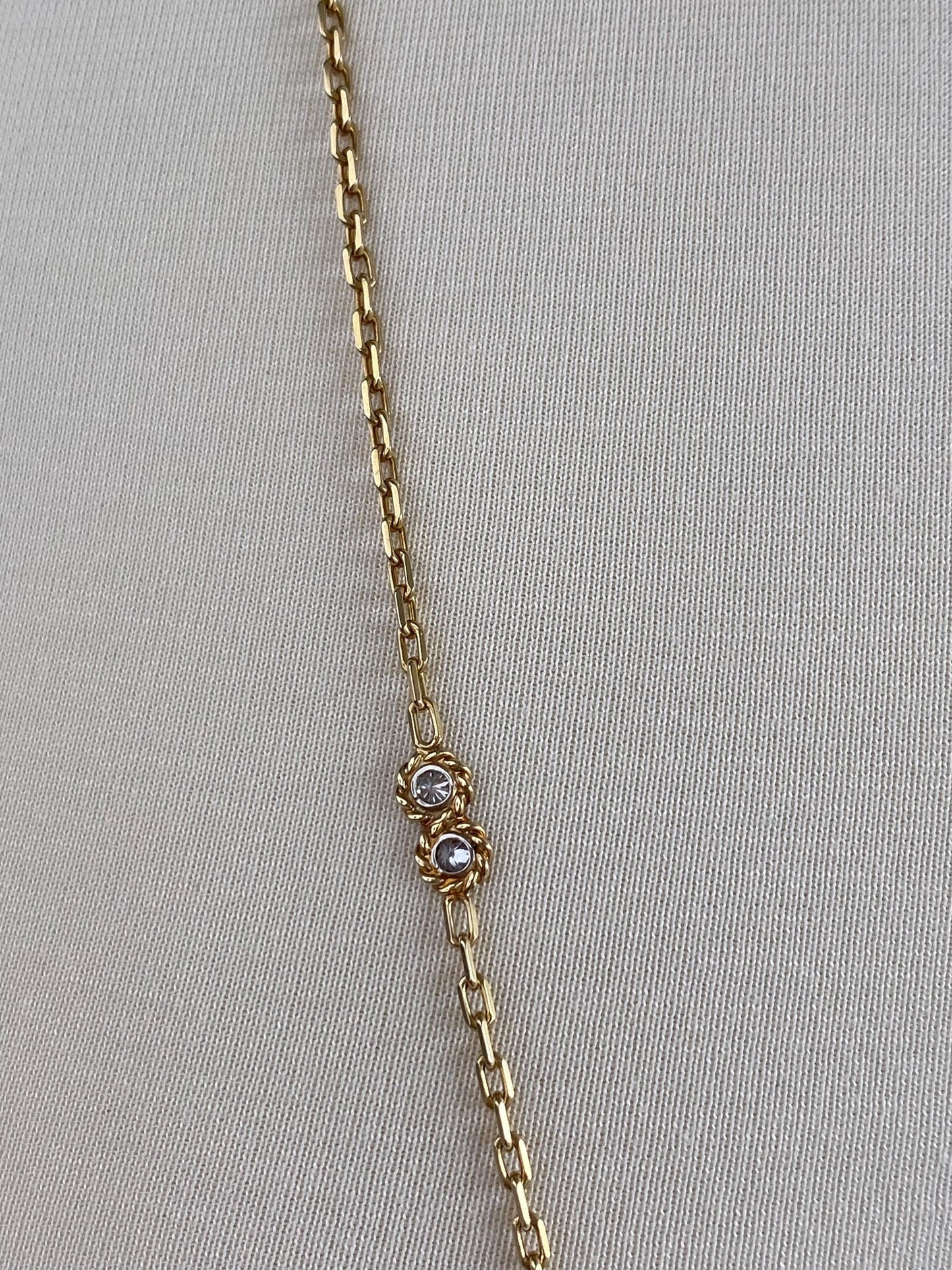 Vintage Solid 18k Yellow Gold Diamond Twist Link Biker Link Chain Necklace - 33.75 inches