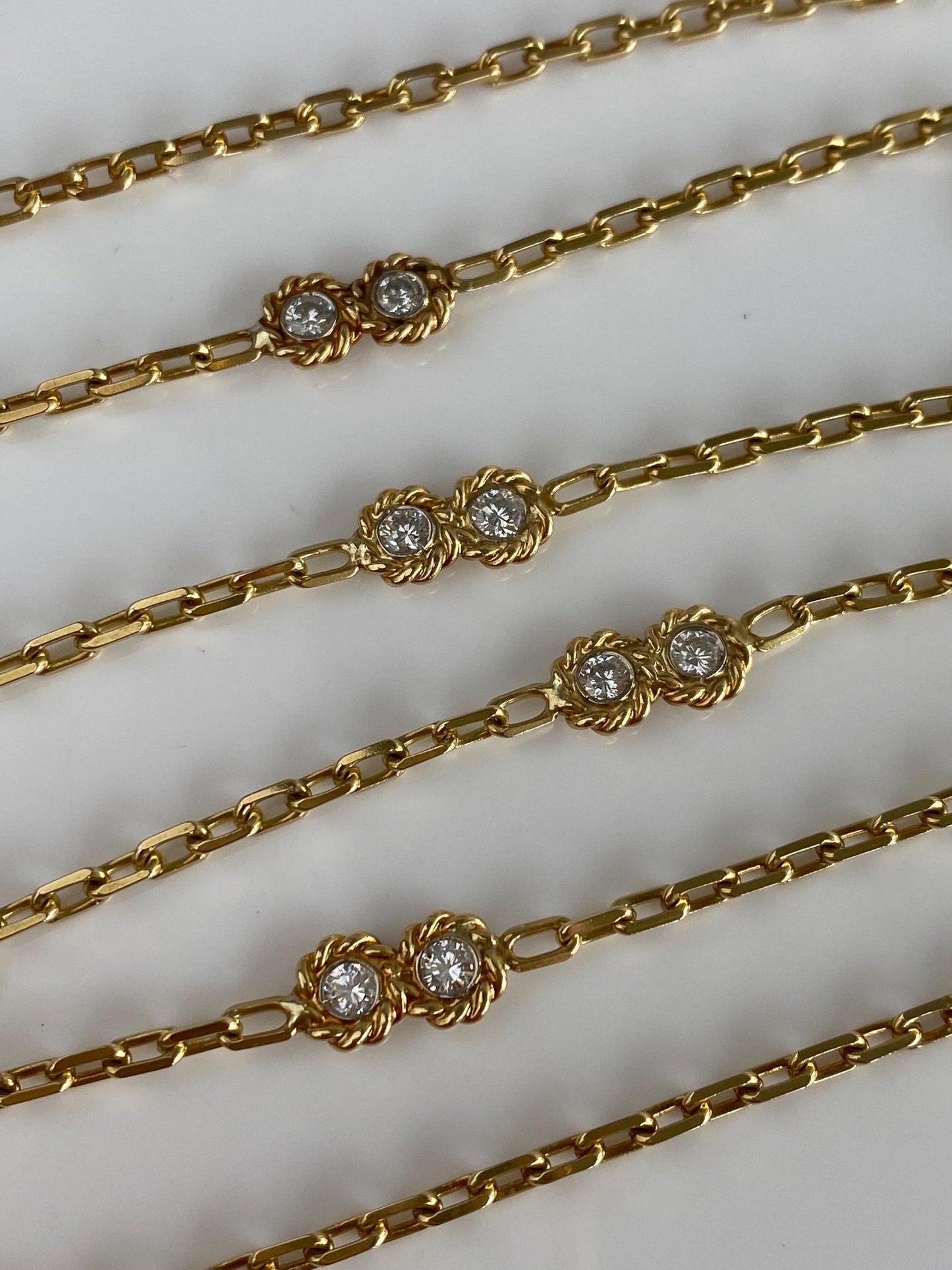 Vintage Solid 18k Yellow Gold Diamond Twist Link Biker Link Chain Necklace - 33.75 inches
