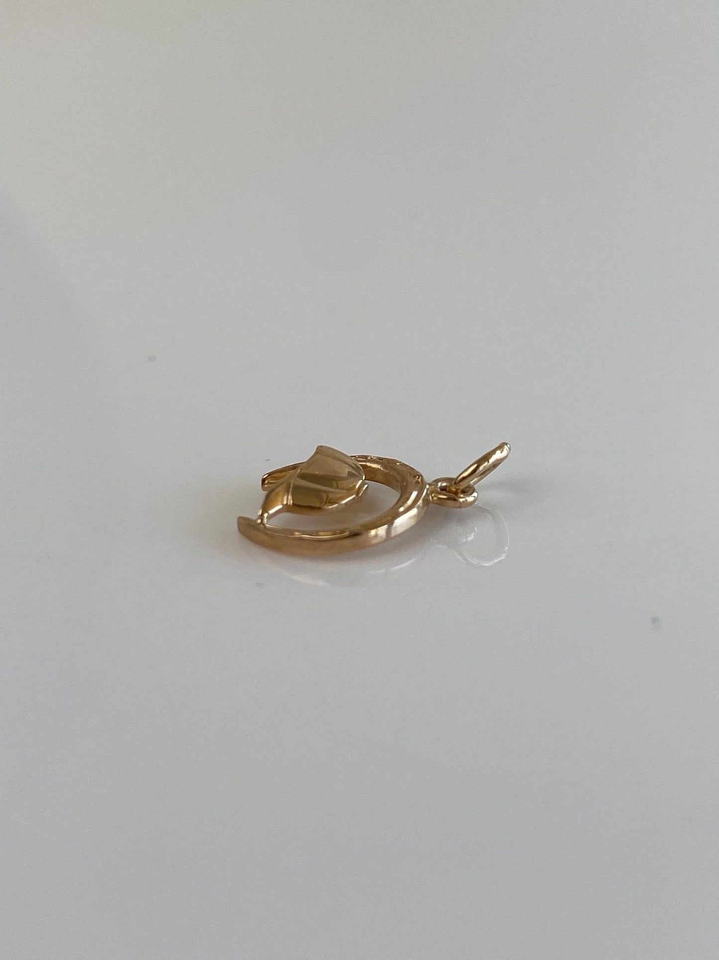 Vintage Solid 14k Yellow Gold Jockey Hat Horseshoe Charm