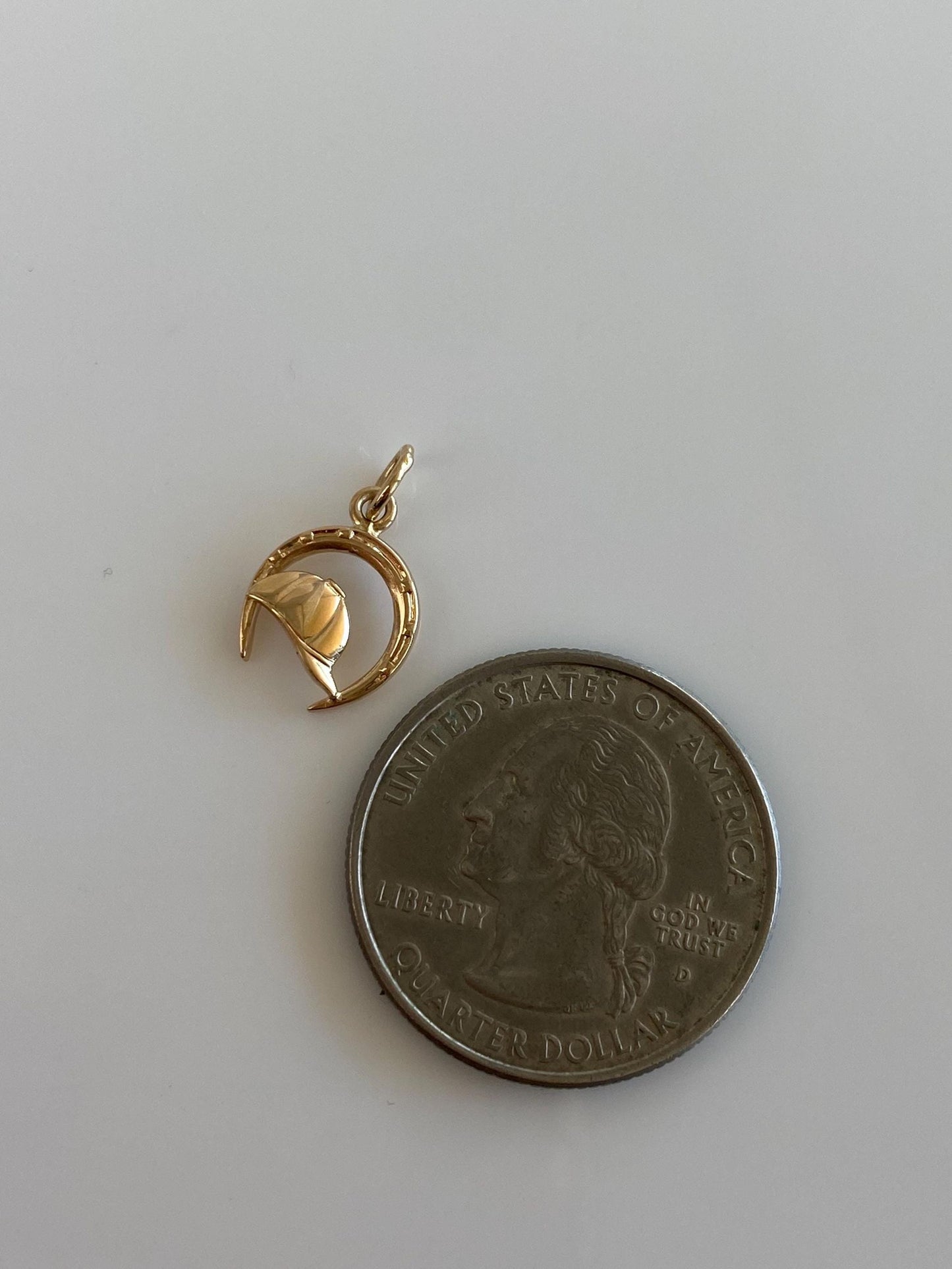 Vintage Solid 14k Yellow Gold Jockey Hat Horseshoe Charm