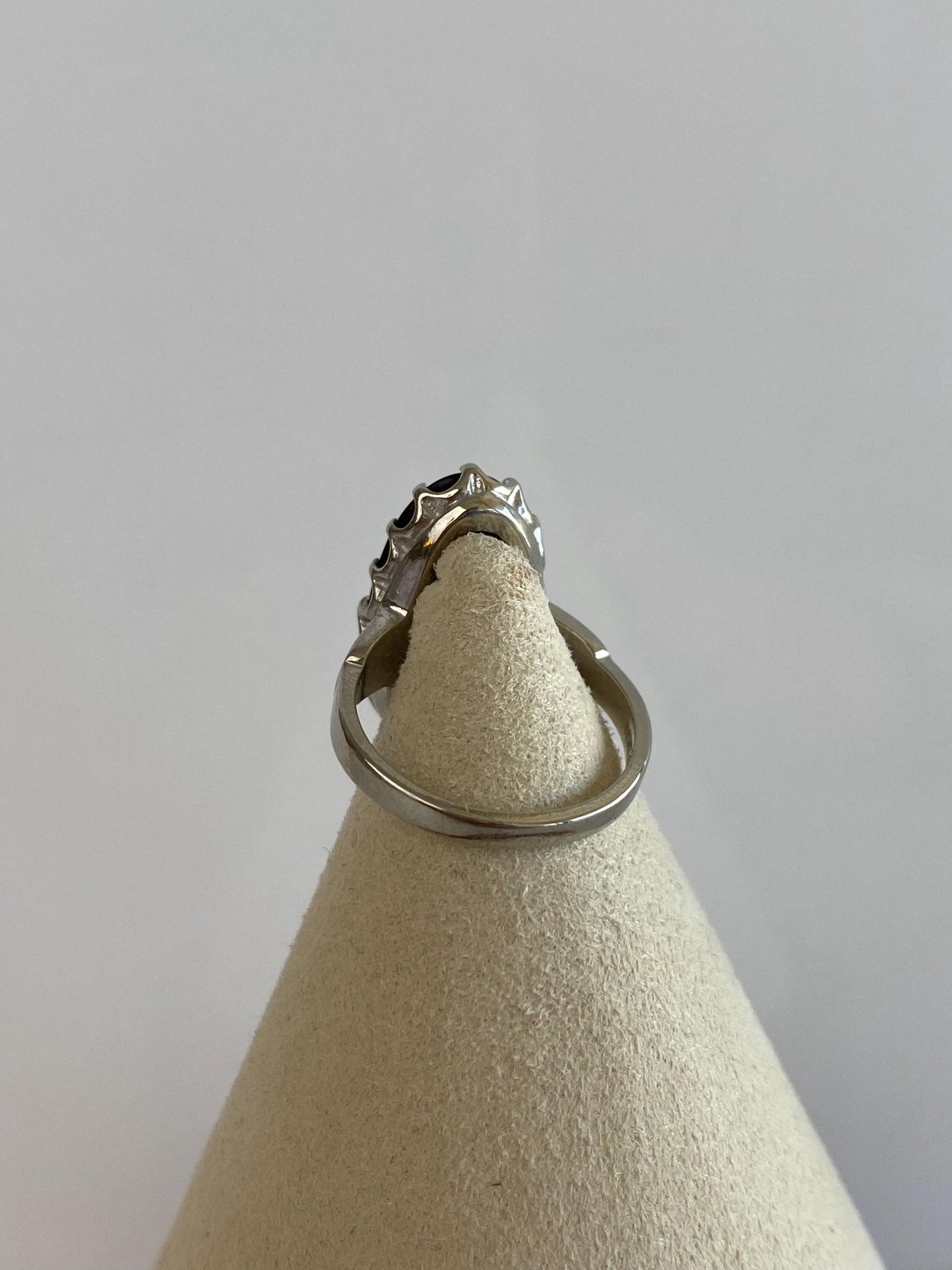 Vintage Solid 10k White Gold Diamond Black Onyx Art Deco Ring - Size 5.25