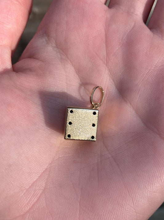 Vintage 14k Yellow Gold Die Dice Charm