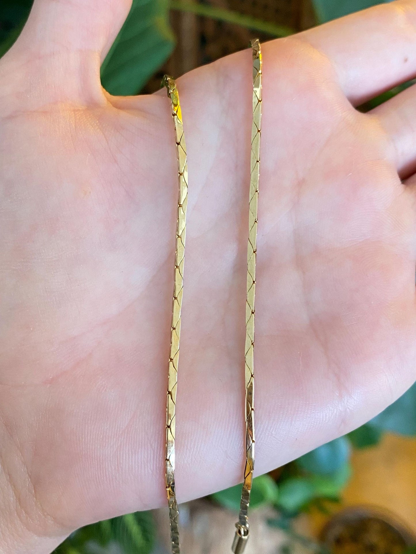 Vintage Solid 14k Yellow Gold Triangle Link Chain Necklace - 18 inches