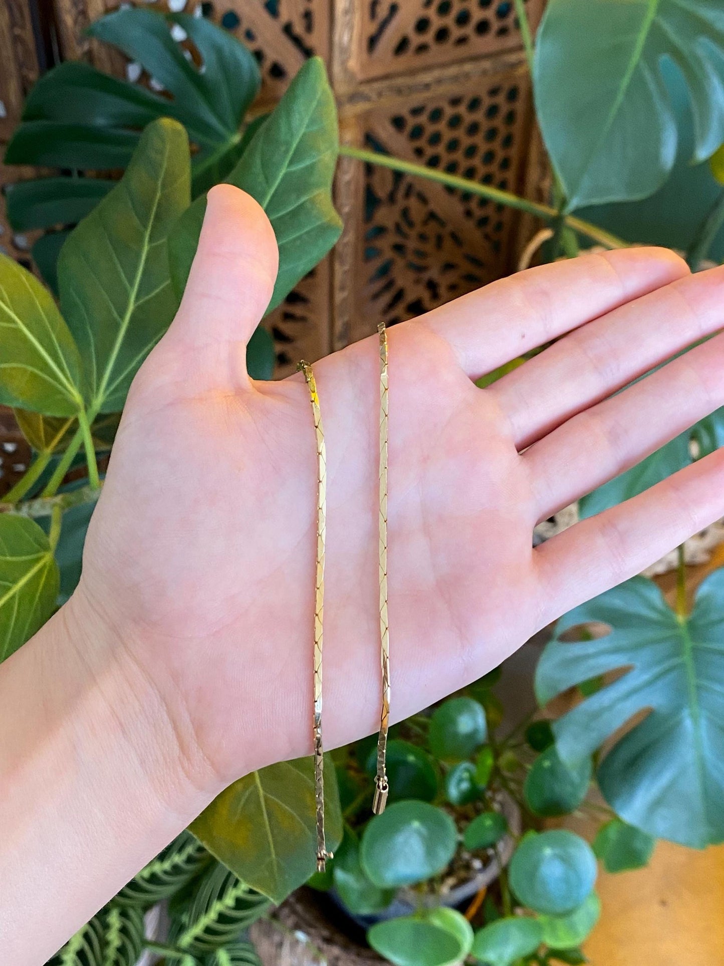 Vintage Solid 14k Yellow Gold Triangle Link Chain Necklace - 18 inches