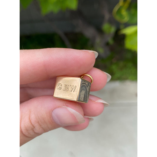 Vintage Solid 18k Yellow Gold Money Box Charm