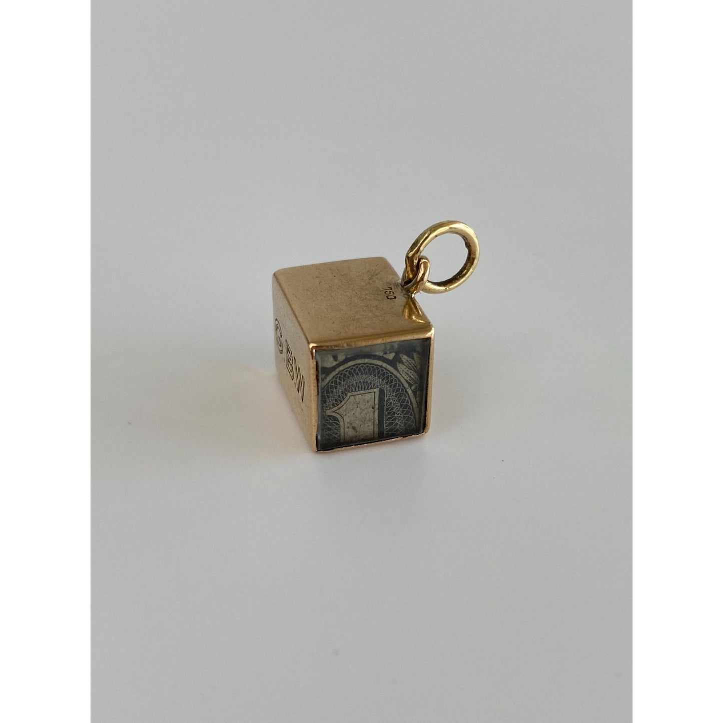 Vintage Solid 18k Yellow Gold Money Box Charm