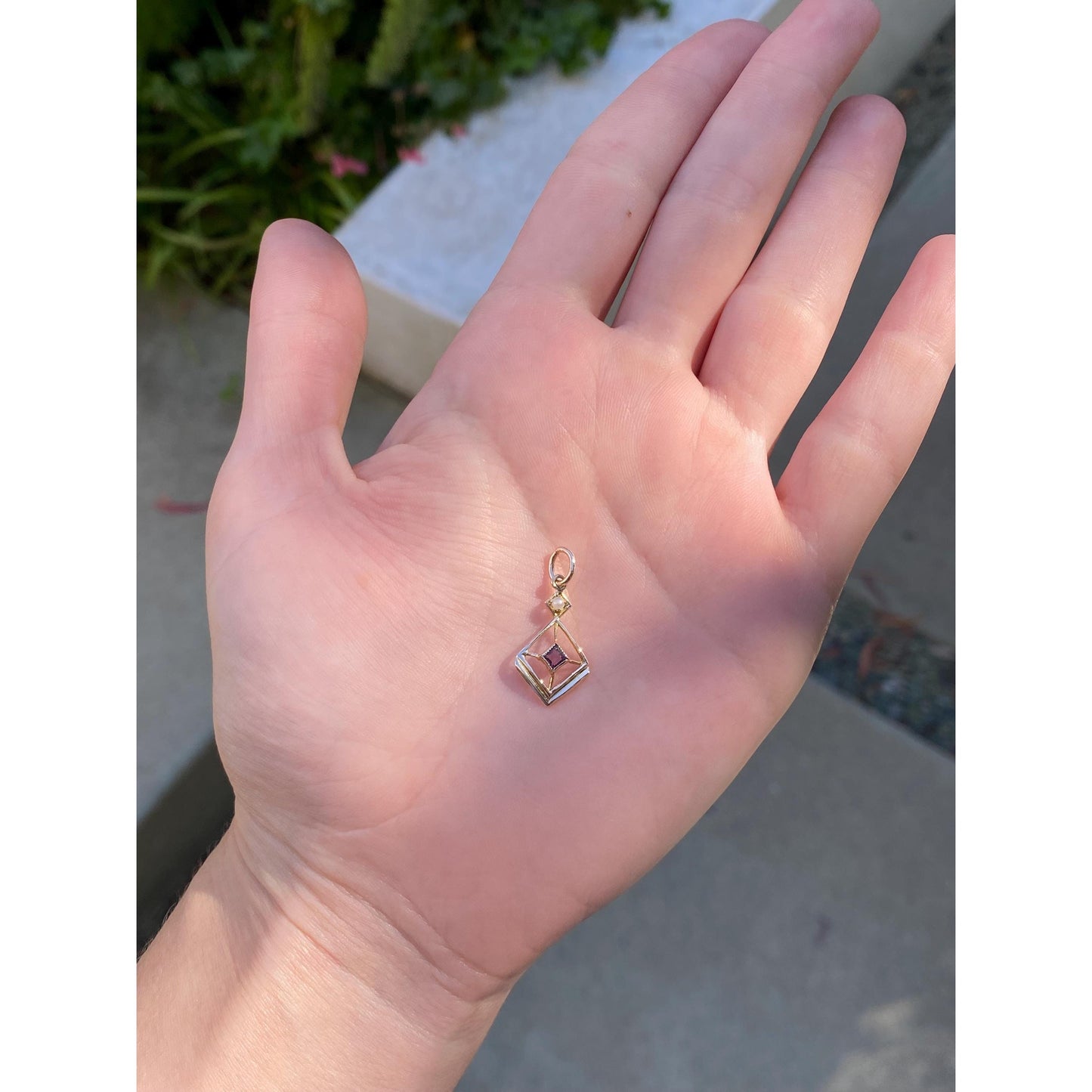 Vintage Solid 10k Yellow Gold Purple Cubic Zirconia Seed Pearl Stick Pin Conversion Charm