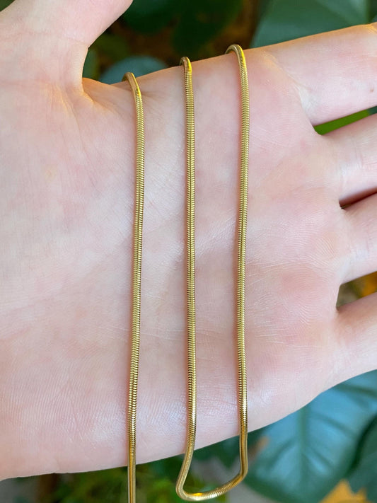 Vintage Solid 14k Yellow Gold Snake Chain Necklace - 18.25 inches