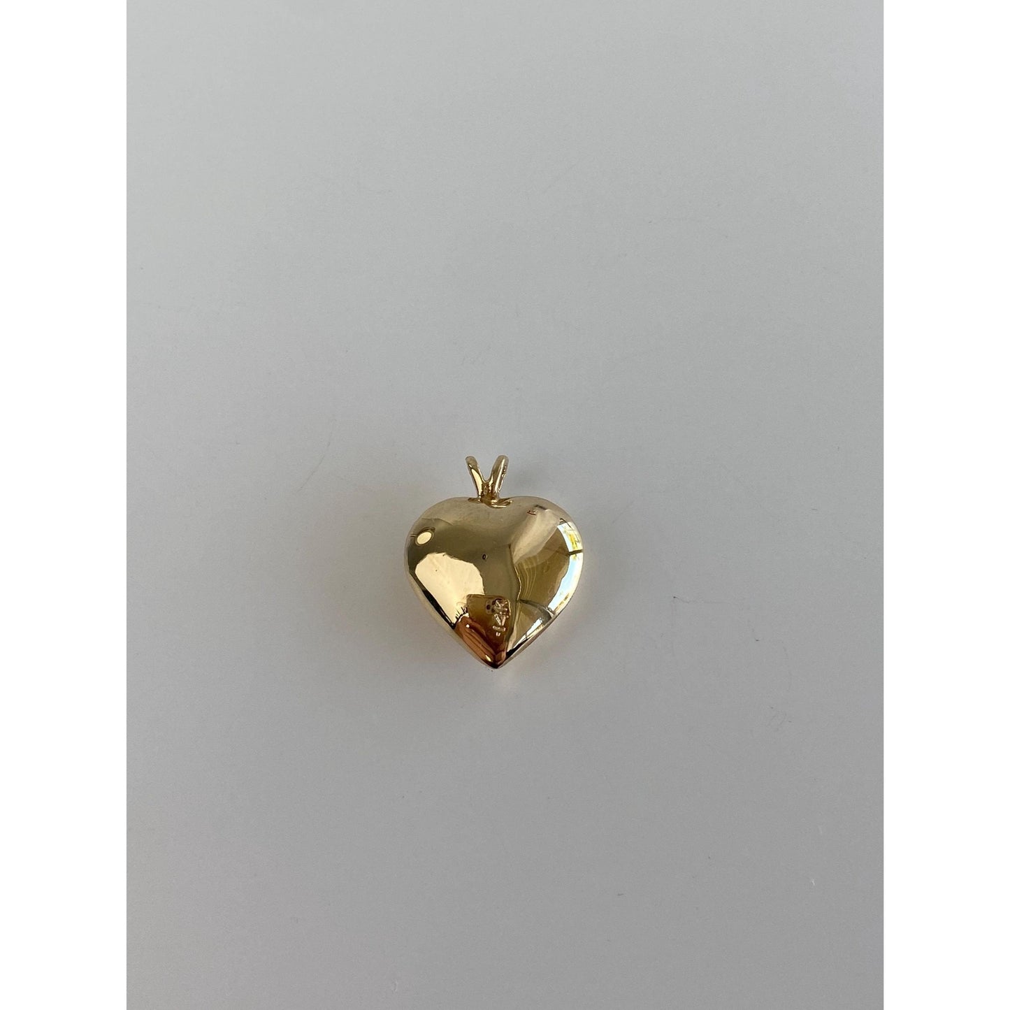 Vintage 14k Yellow Gold Clear Sapphire Heart Charm