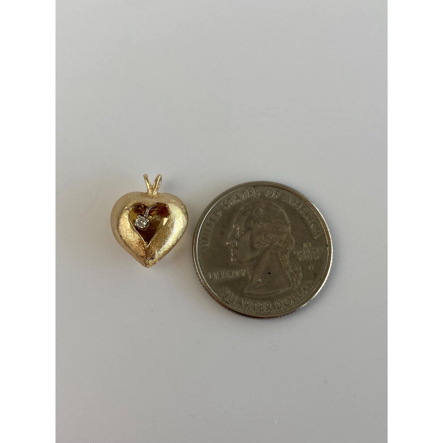 Vintage 14k Yellow Gold Clear Sapphire Heart Charm