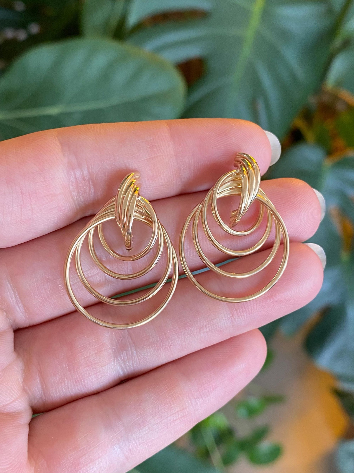 Vintage 14k Yellow Gold Layered Drop Earrings