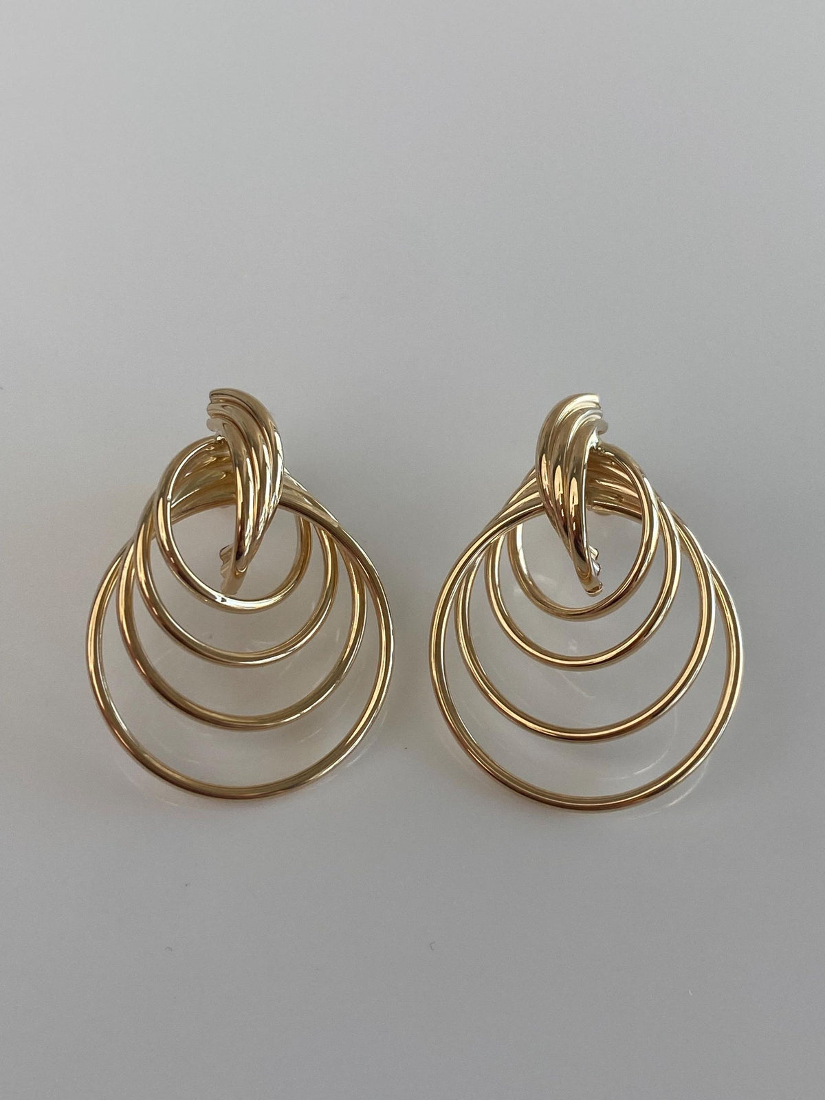 Vintage 14k Yellow Gold Layered Drop Earrings
