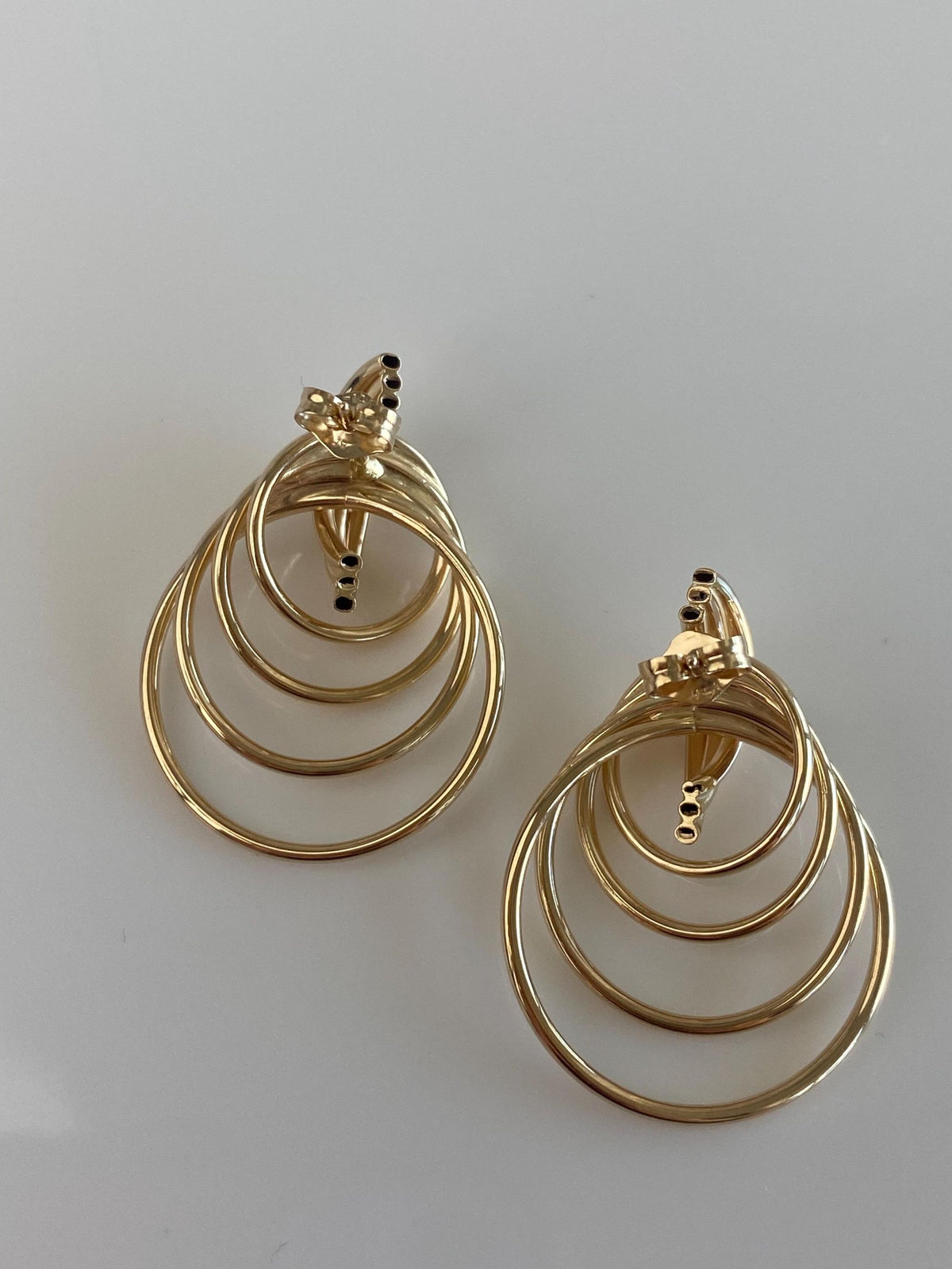 Vintage 14k Yellow Gold Layered Drop Earrings