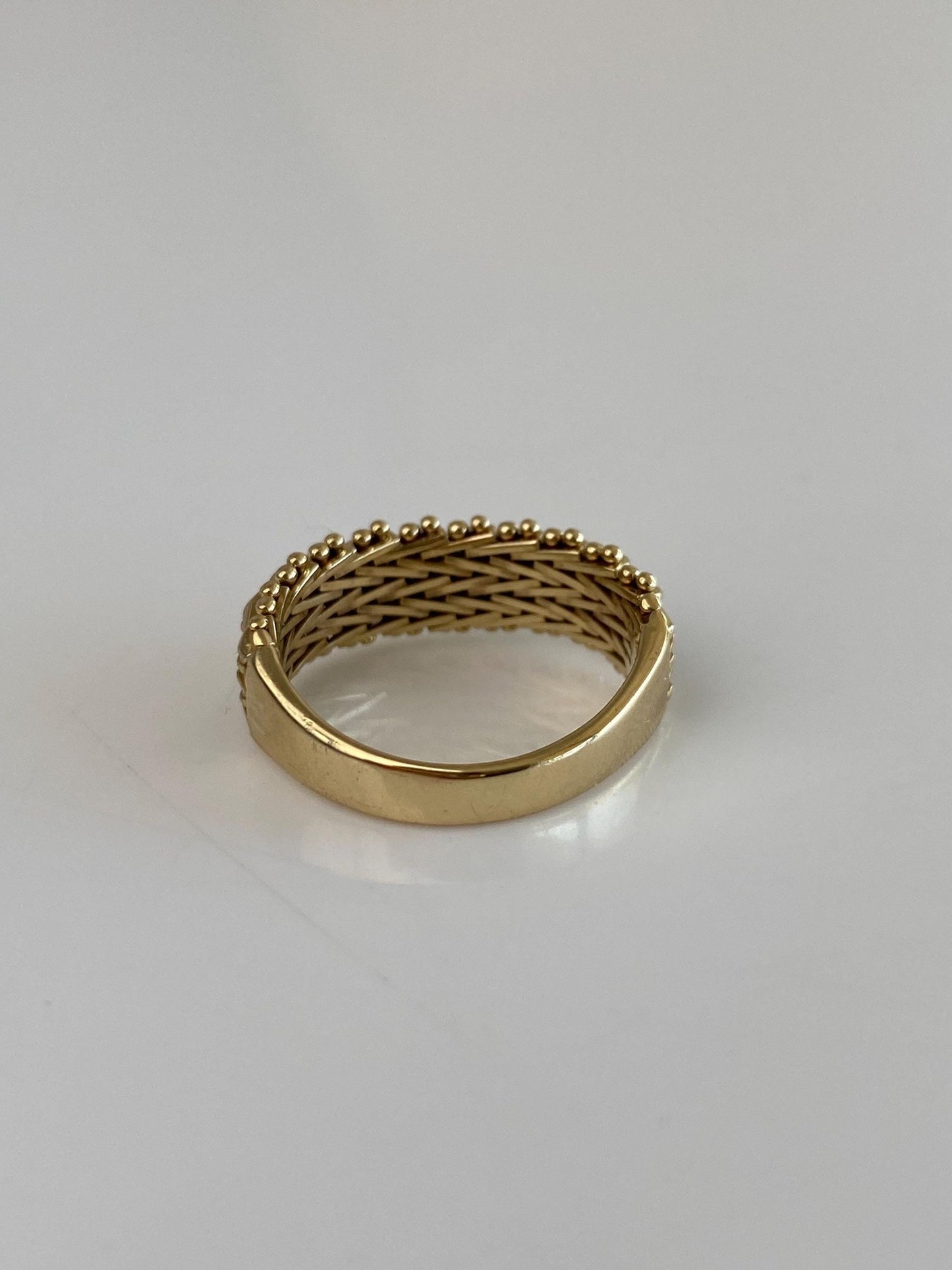 Vintage Solid 14k Yellow Gold Mesh Chain Ring Band - Size 5.5