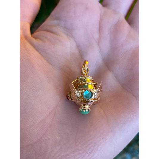 Vintage 18k Yellow Gold Colored Cubic Zirconia Ball Charm