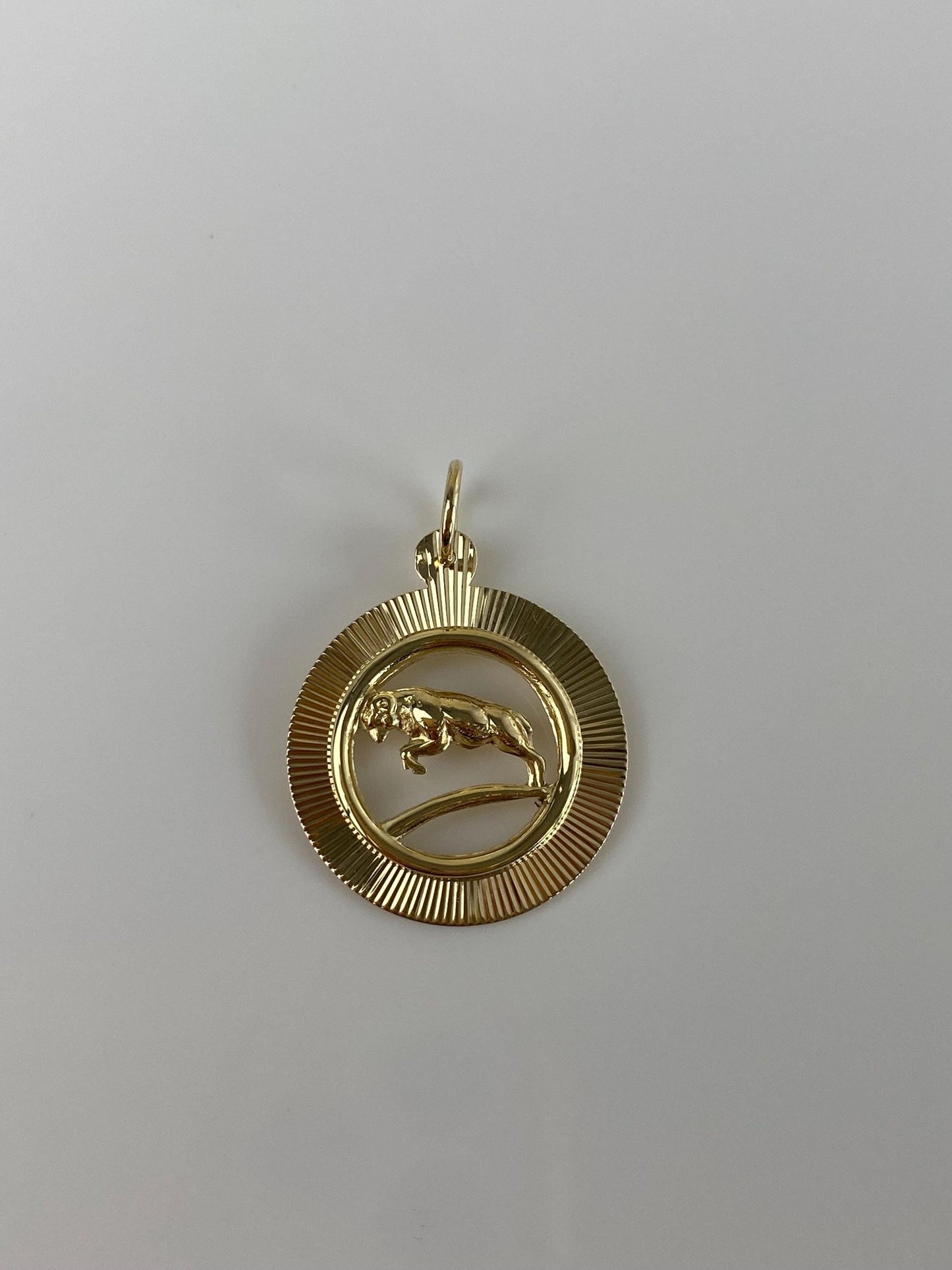 Vintage Solid 14k Yellow Gold Engine Turned Ram Charm