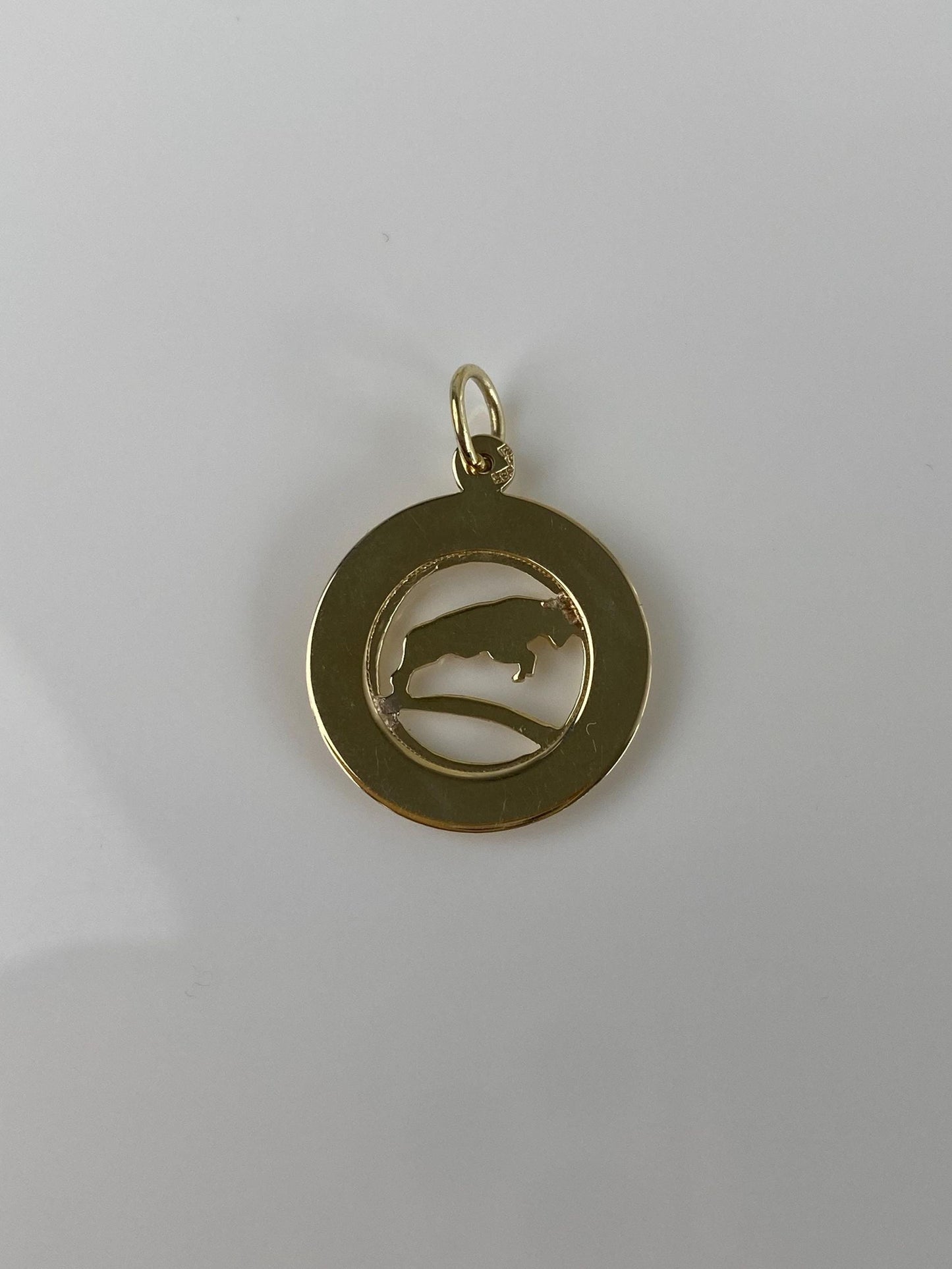 Vintage Solid 14k Yellow Gold Engine Turned Ram Charm