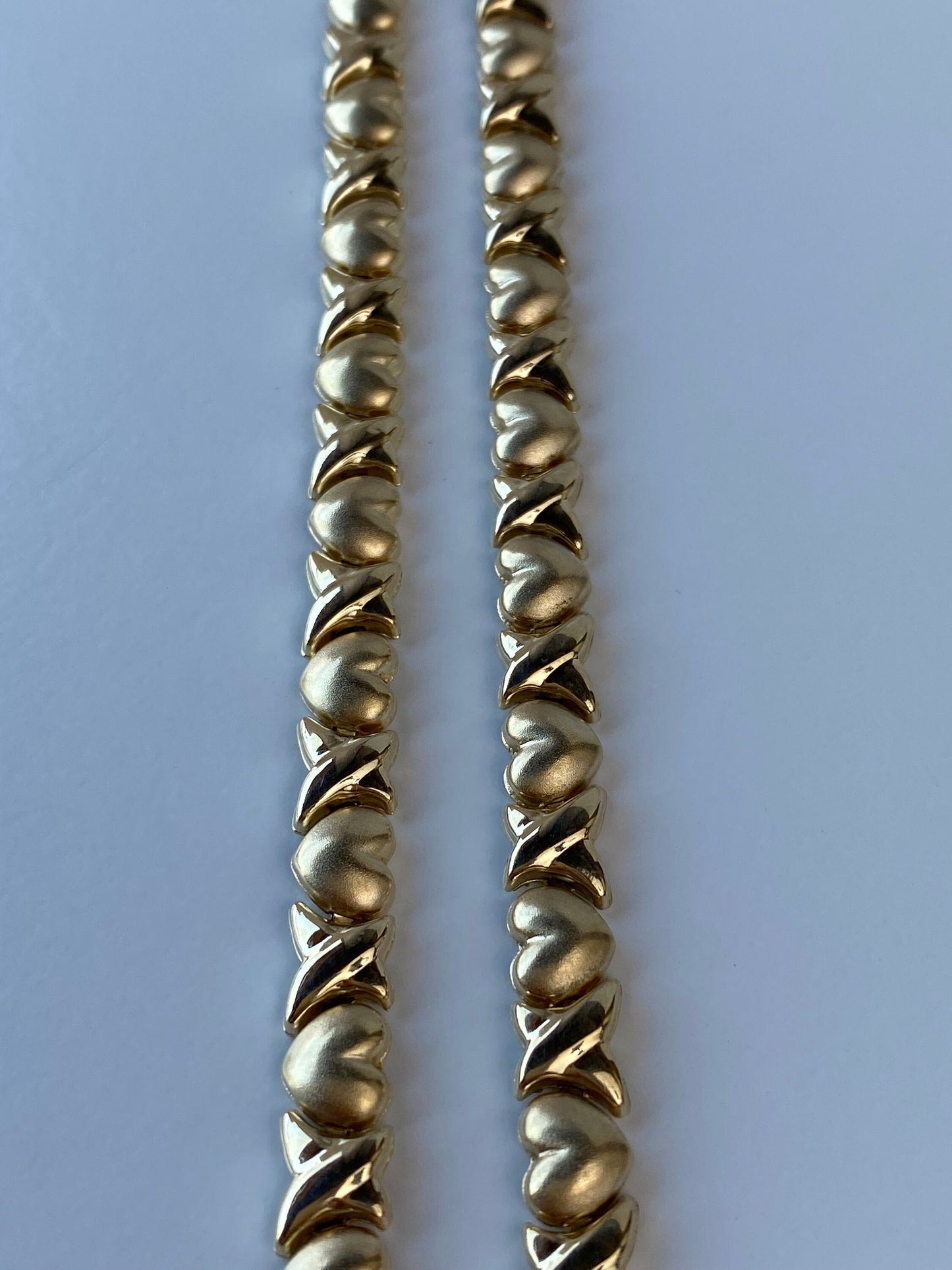 Vintage Solid 10k Yellow Gold Heart X Link Necklace - 16.75 inches