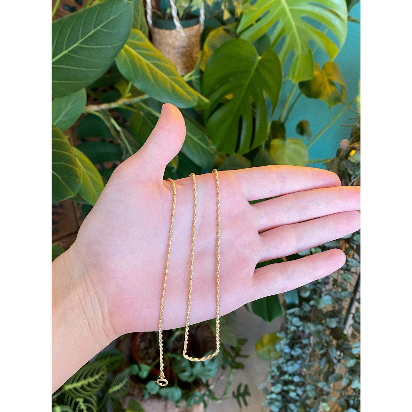 Vintage Solid 14k Yellow Gold Twist Chain Necklace - 27 inches