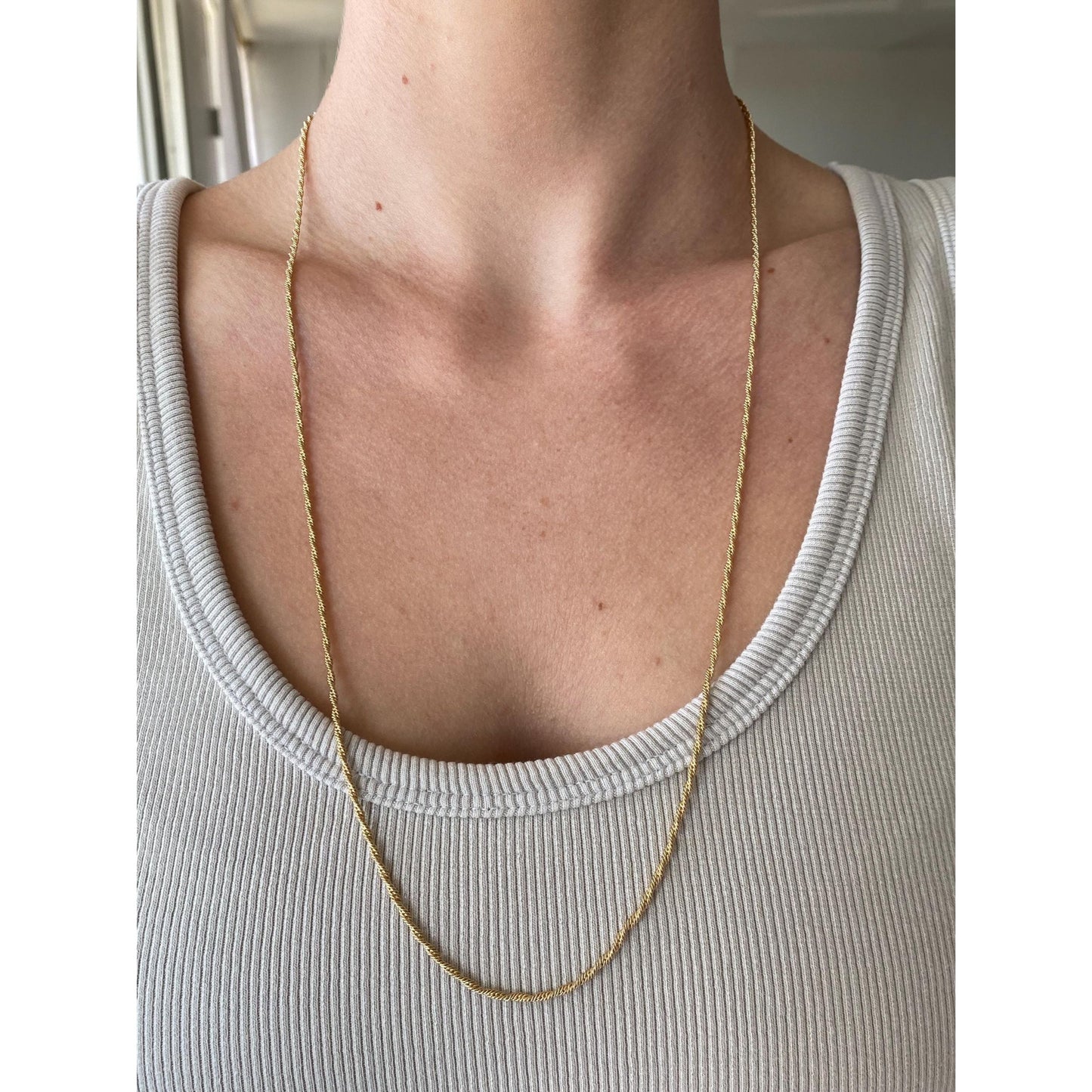 Vintage Solid 14k Yellow Gold Twist Chain Necklace - 27 inches