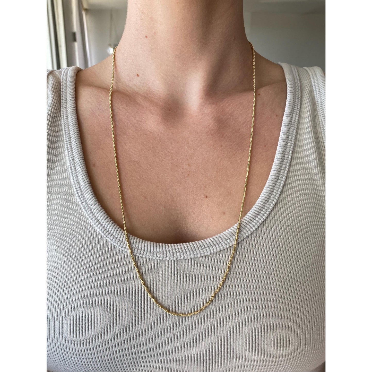Vintage Solid 14k Yellow Gold Twist Chain Necklace - 27 inches