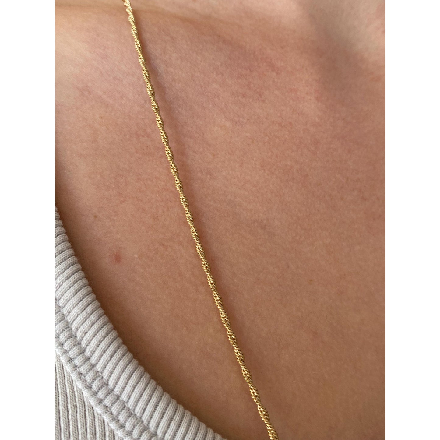 Vintage Solid 14k Yellow Gold Twist Chain Necklace - 27 inches