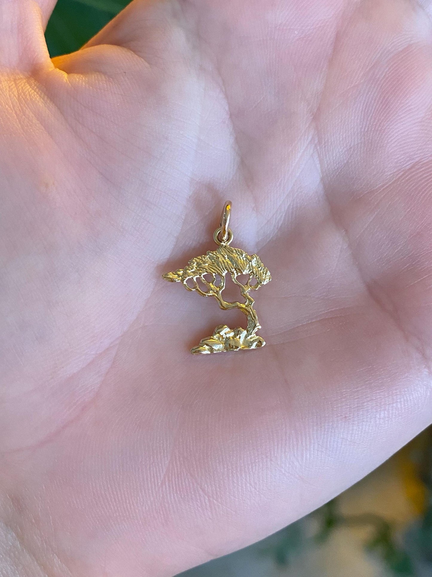 Vintage Solid 14k Yellow Gold Bonsai Tree Charm
