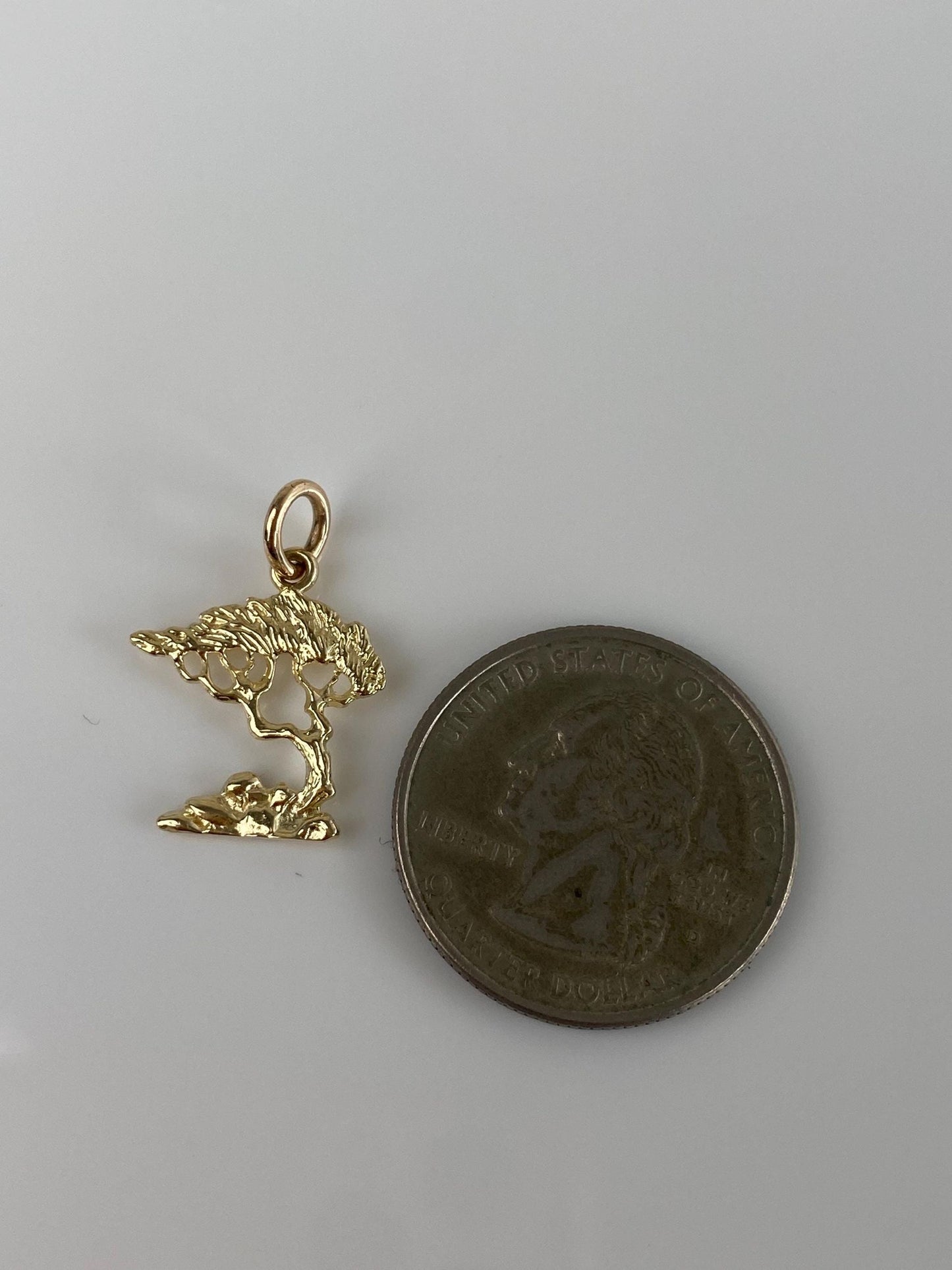 Vintage Solid 14k Yellow Gold Bonsai Tree Charm