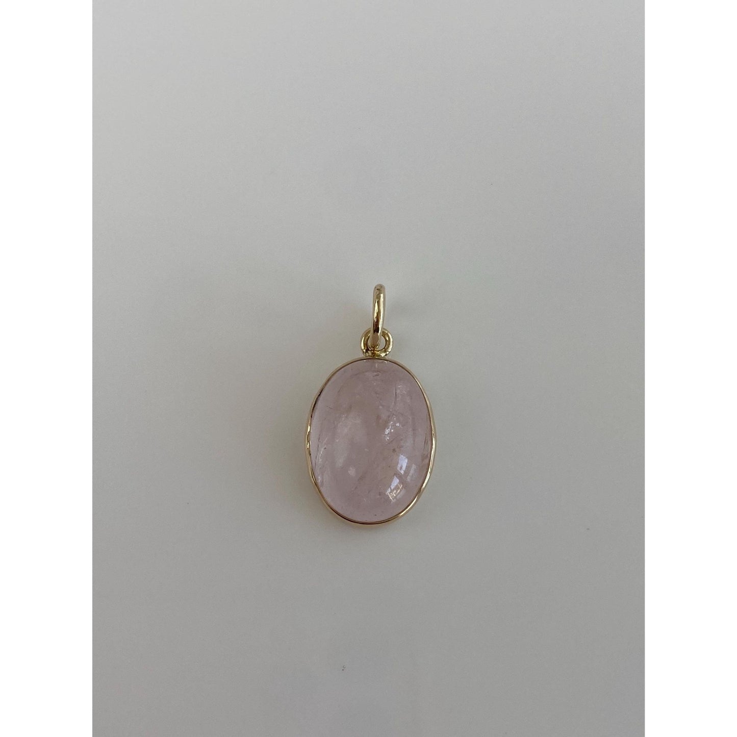 Vintage Solid 14k Yellow Gold Rose Quartz Cabochon Charm