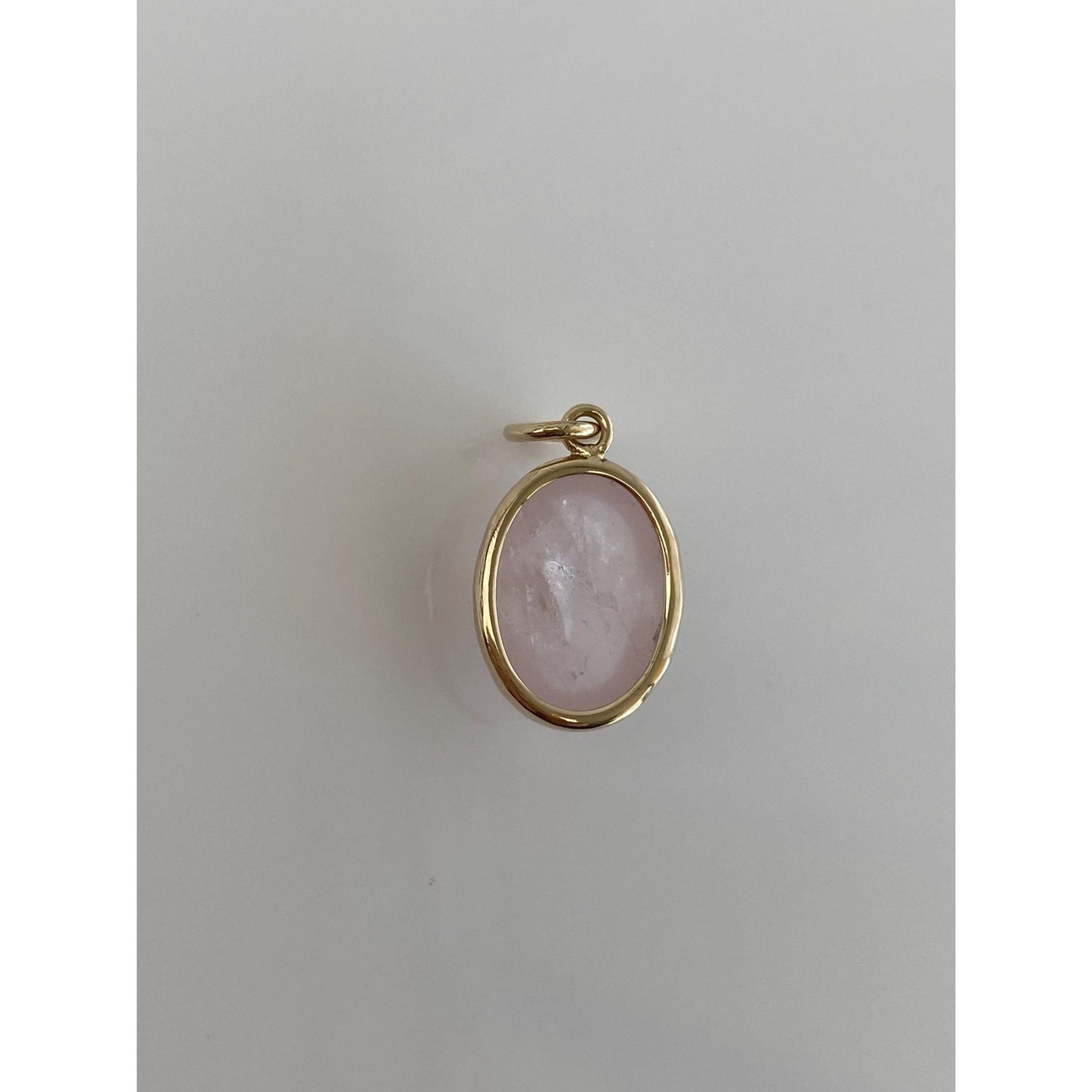 Vintage Solid 14k Yellow Gold Rose Quartz Cabochon Charm