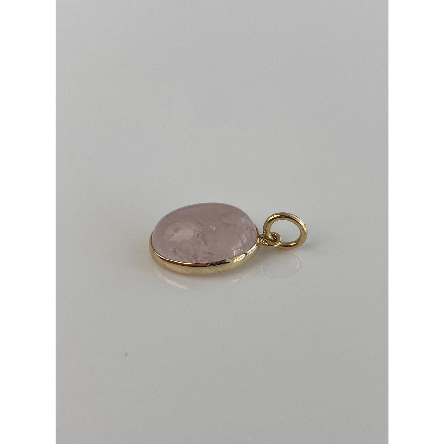 Vintage Solid 14k Yellow Gold Rose Quartz Cabochon Charm