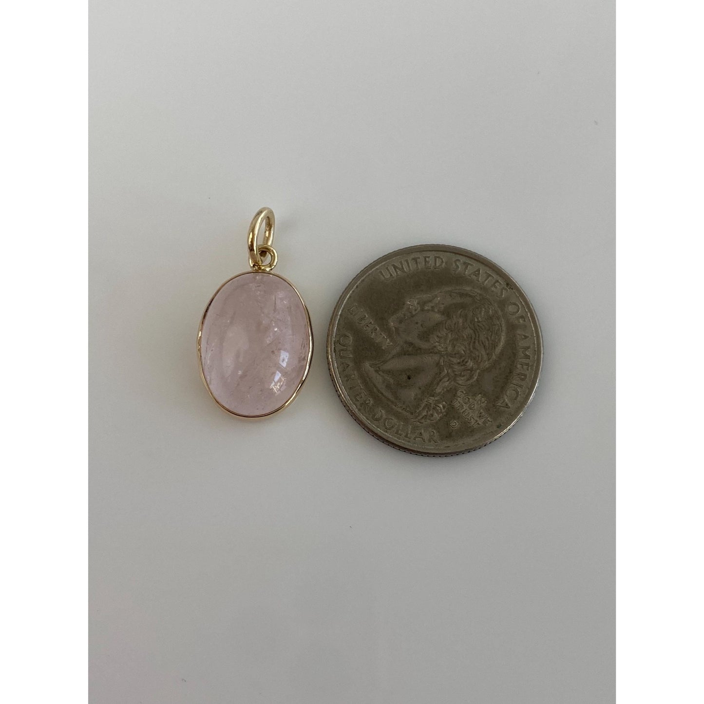 Vintage Solid 14k Yellow Gold Rose Quartz Cabochon Charm