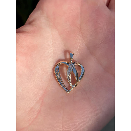 Vintage Solid 10k Yellow Gold Diamond Heart Charm