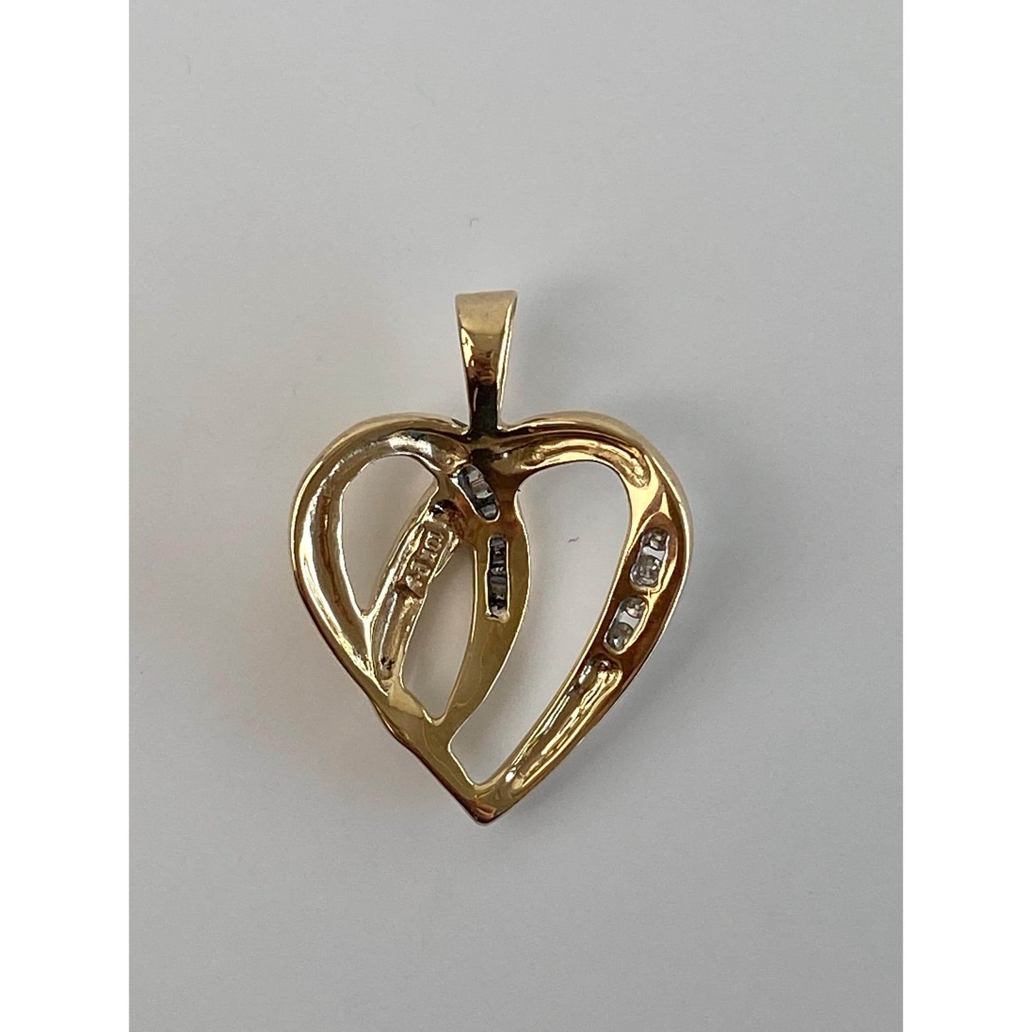 Vintage Solid 10k Yellow Gold Diamond Heart Charm